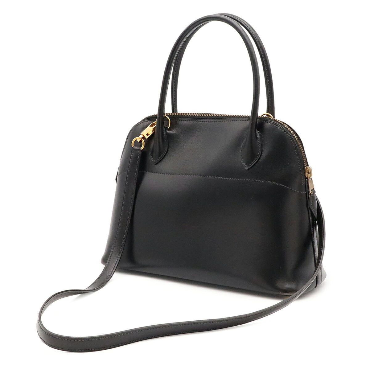 Hermes Black Box Calf Leather Handbag Pochette Shoulder Bag (Pre-Owned)
