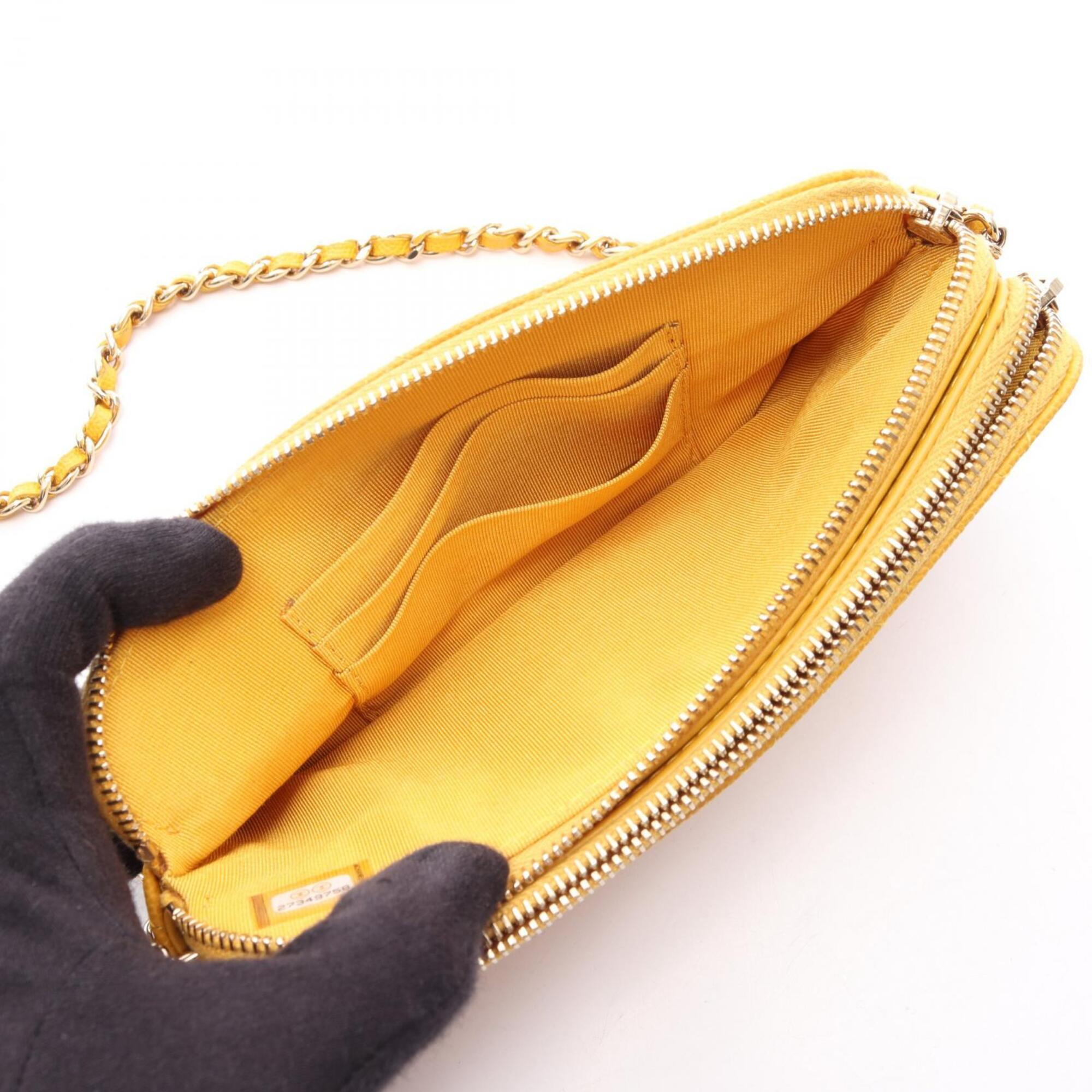 Chanel Yellow Grained Calfskin Handbag Shoulder Bag (Pre-Owned)