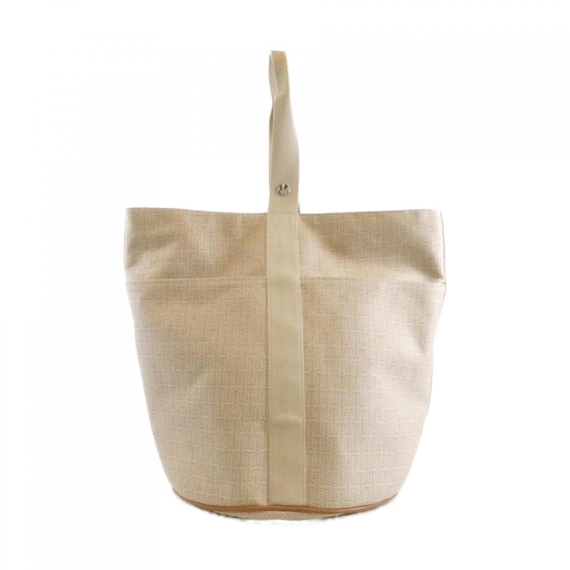Hermes Beige Canvas Handbag (Pre-Owned)