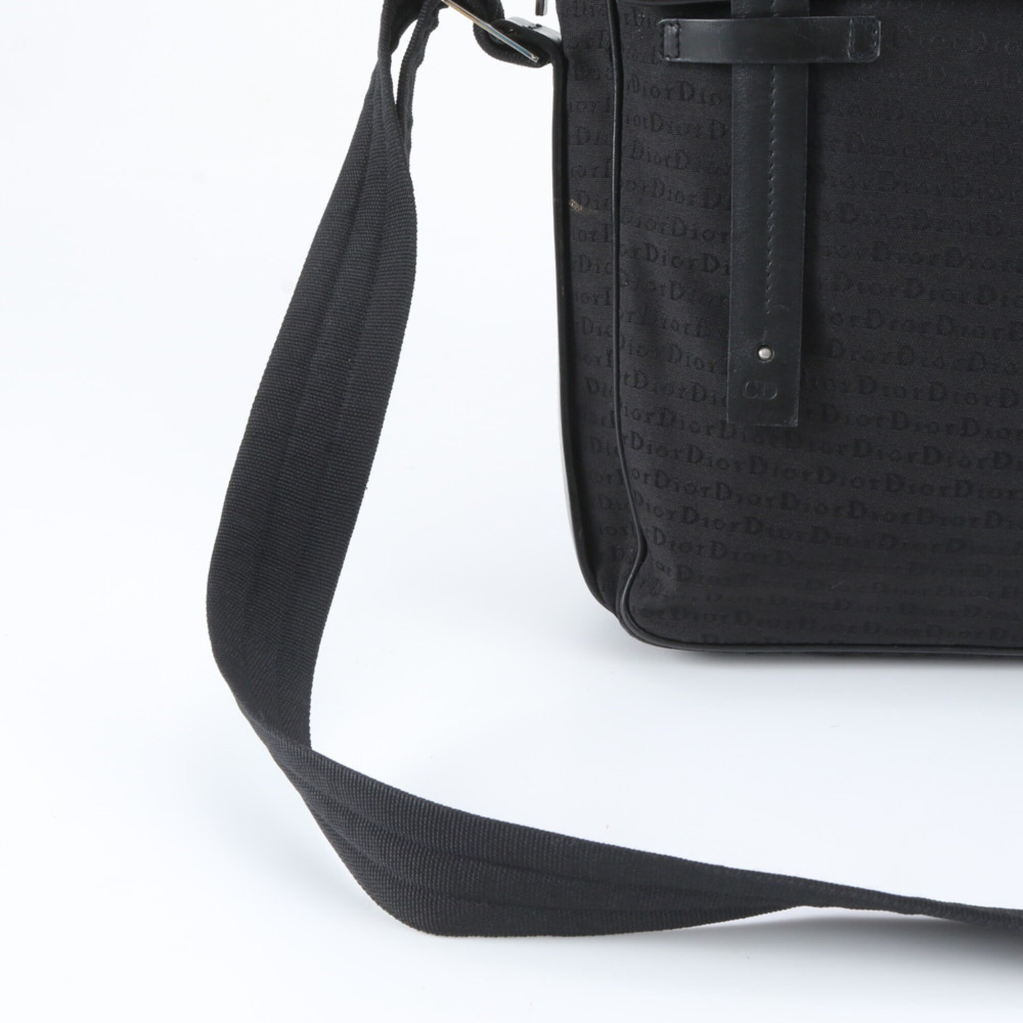Christian Dior Black Leather Nylon Messenger Bag Shoulder Bag Tote Bag (Pre-Owned)