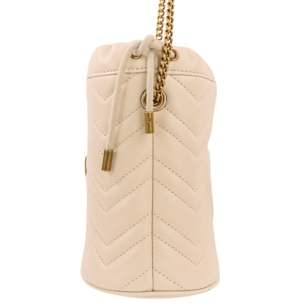 Gucci Gg Marmont Ivory Leather Shoulder Bag (Pre-Owned)