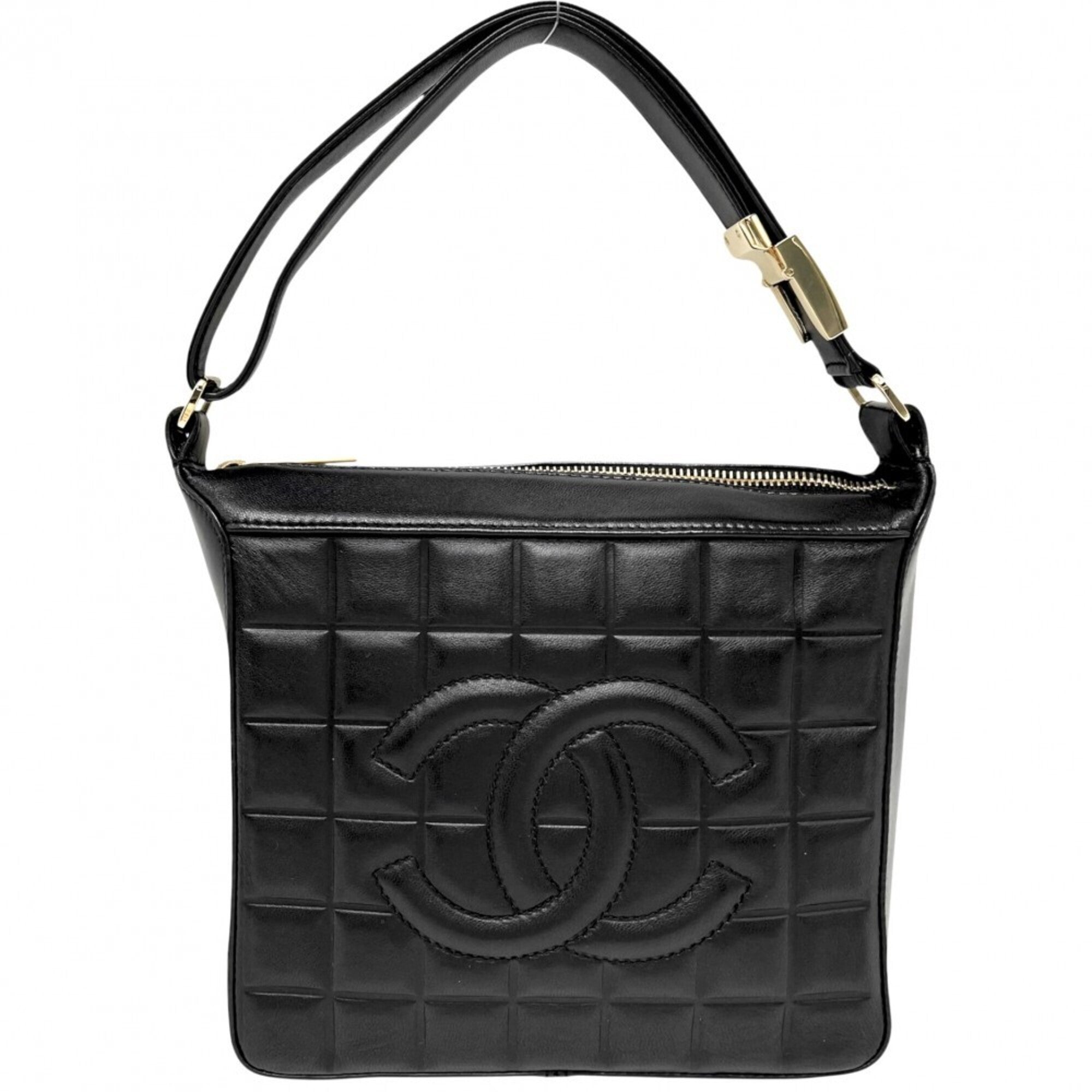Chanel Black Leather Handbag Shoulder Bag (Pre-Owned)
