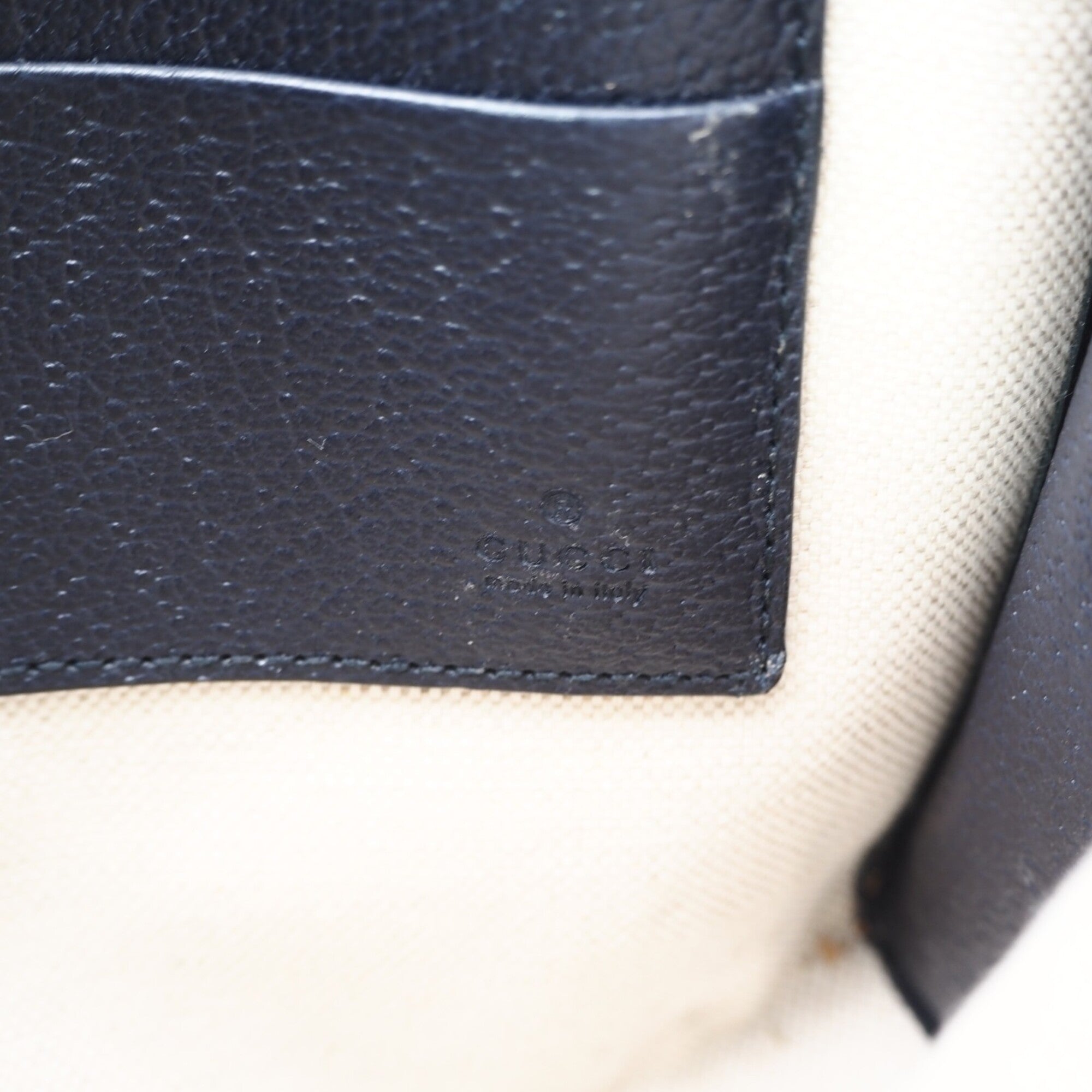 Gucci Navy Coated Canvas Leather Clutch Bag (Pre-Owned)