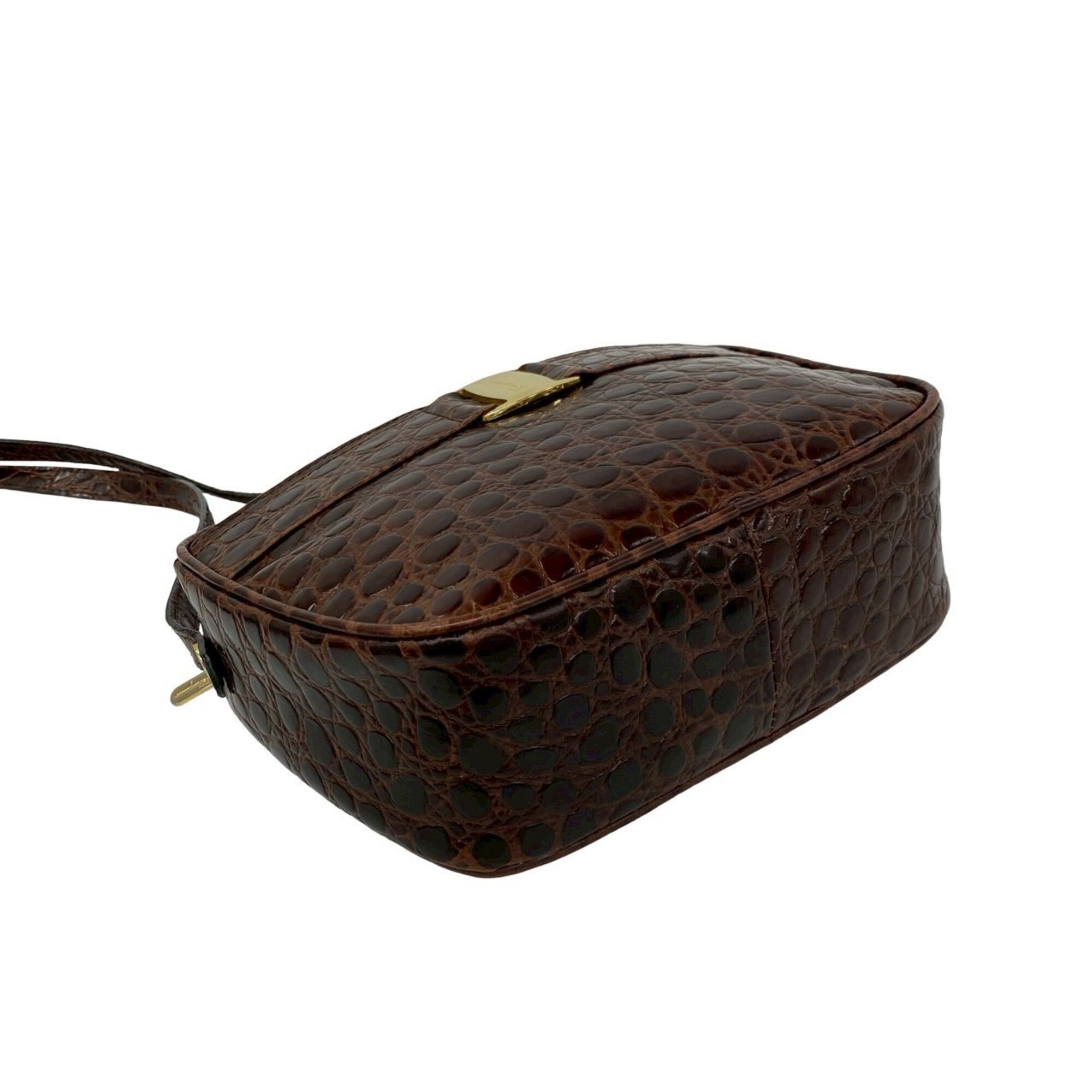 Salvatore Ferragamo Brown Leather Pochette Shoulder Bag (Pre-Owned)