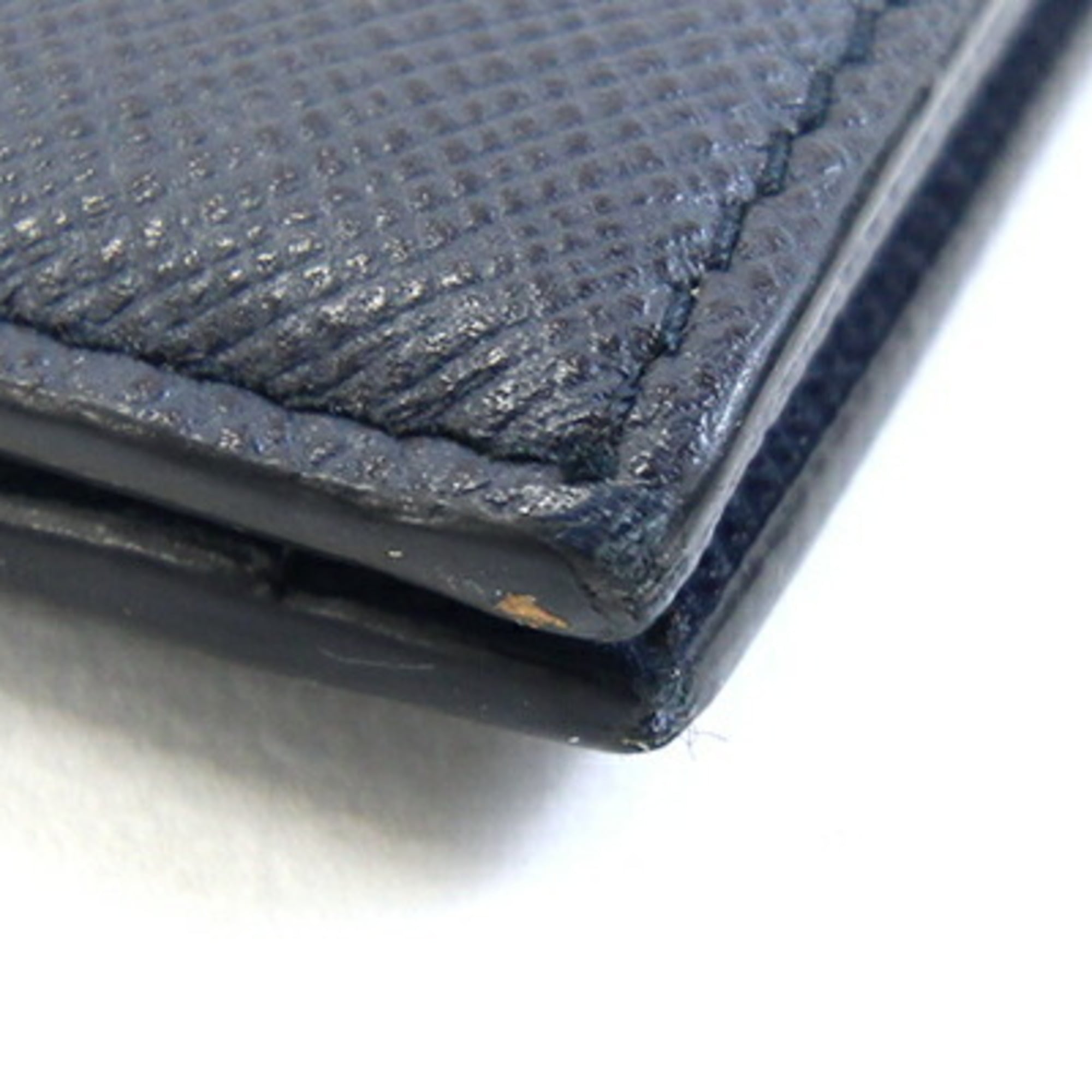Prada Navy Leather Long Wallet (Bi-Fold) (Pre-Owned)