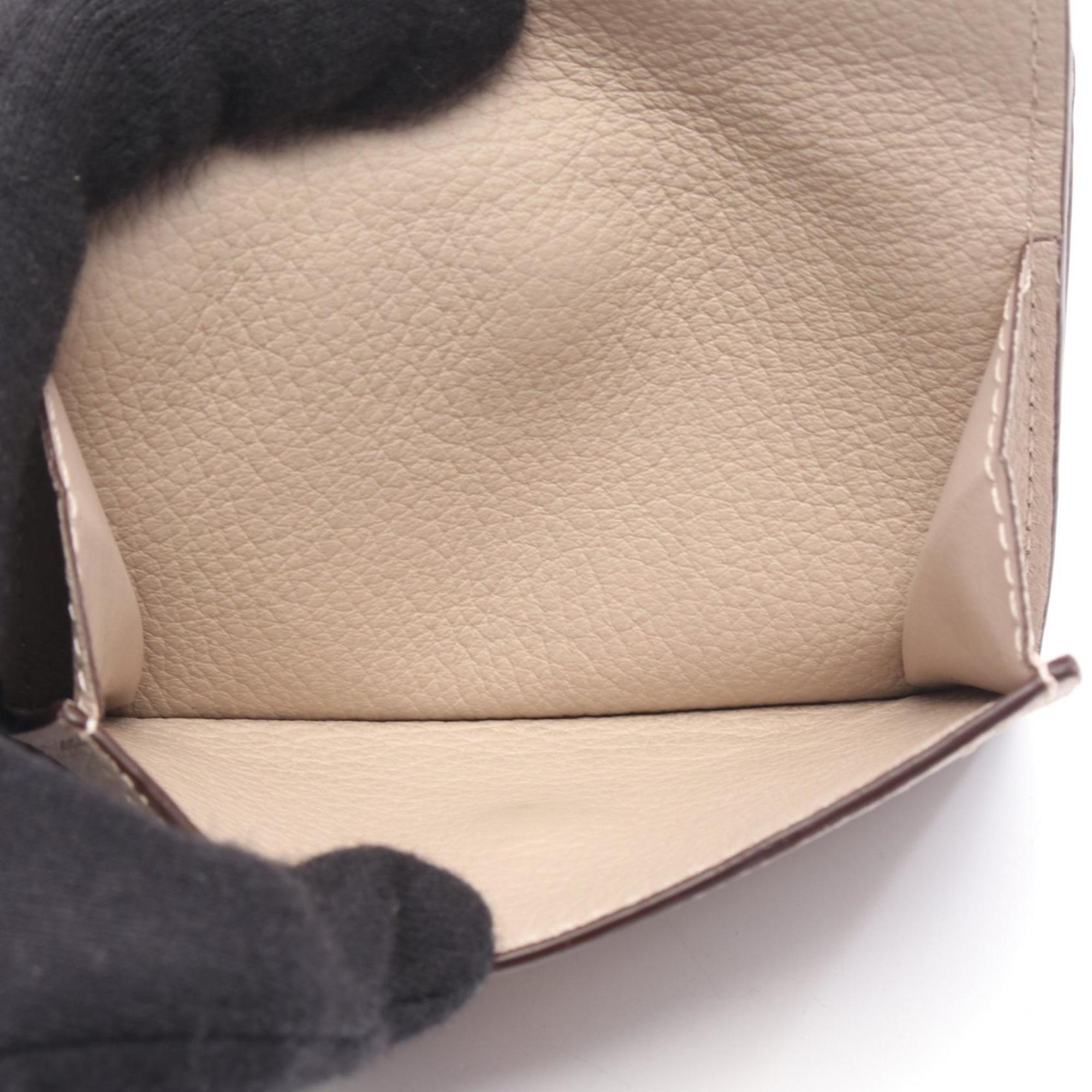 Louis Vuitton Beige Grayish Leather Wallet (Tri-Fold) (Pre-Owned)