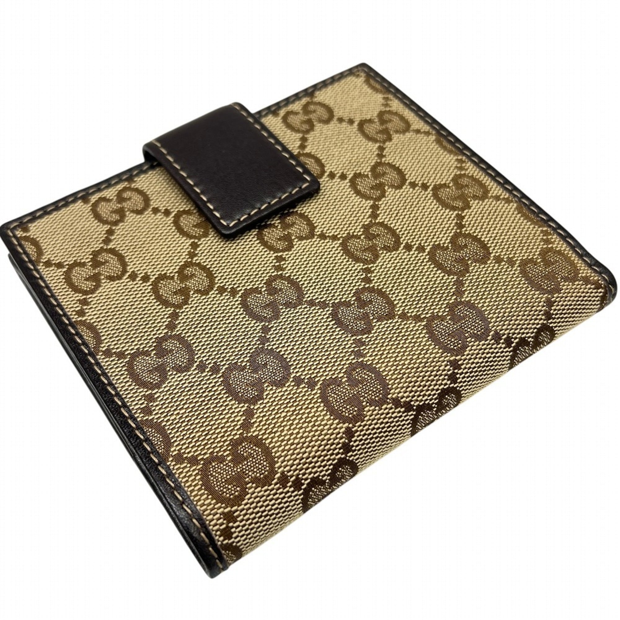 Gucci Beige Brown Canvas Leather Wallet (Bi-Fold) (Pre-Owned)