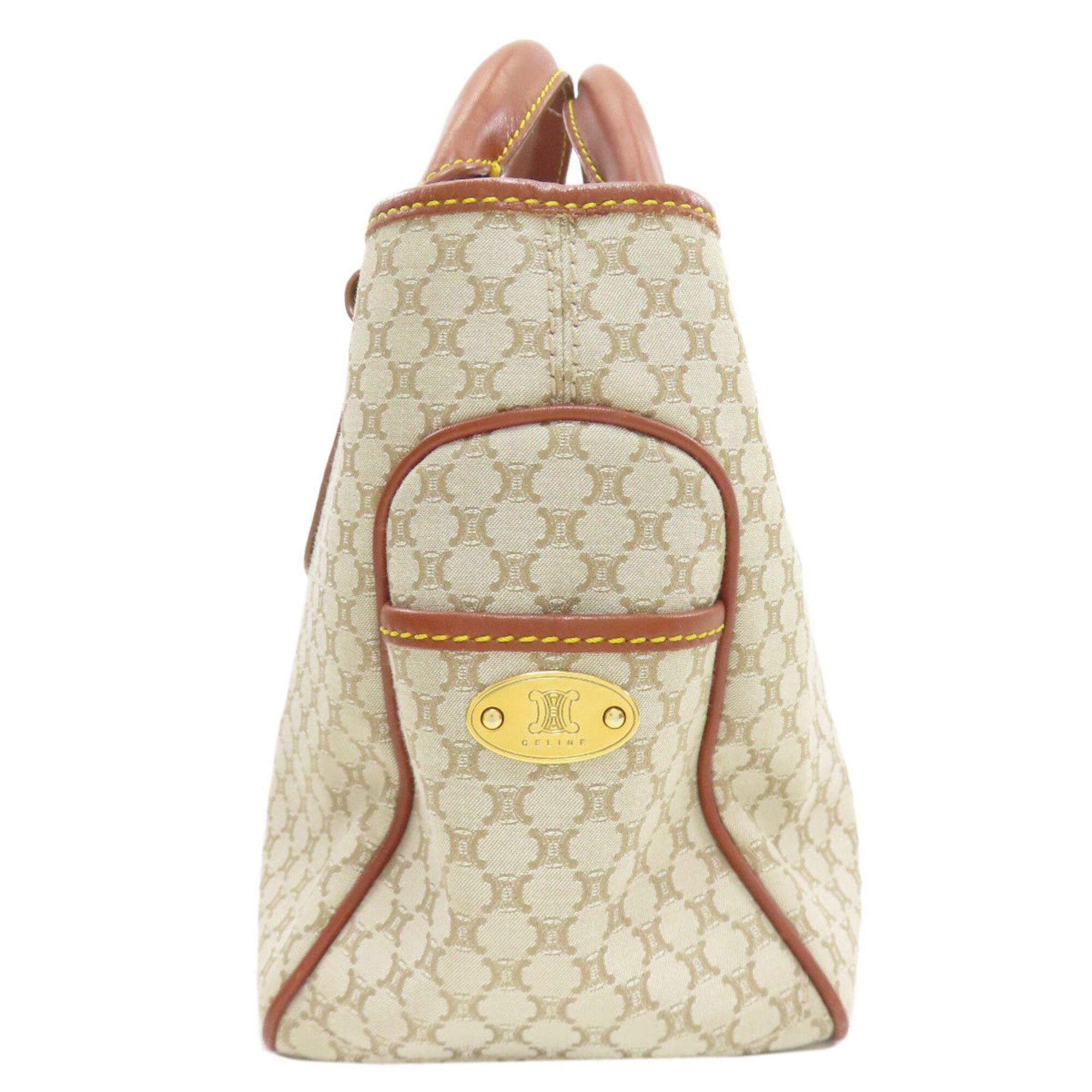 Celine Beige Brown Canvas Handbag (Pre-Owned)