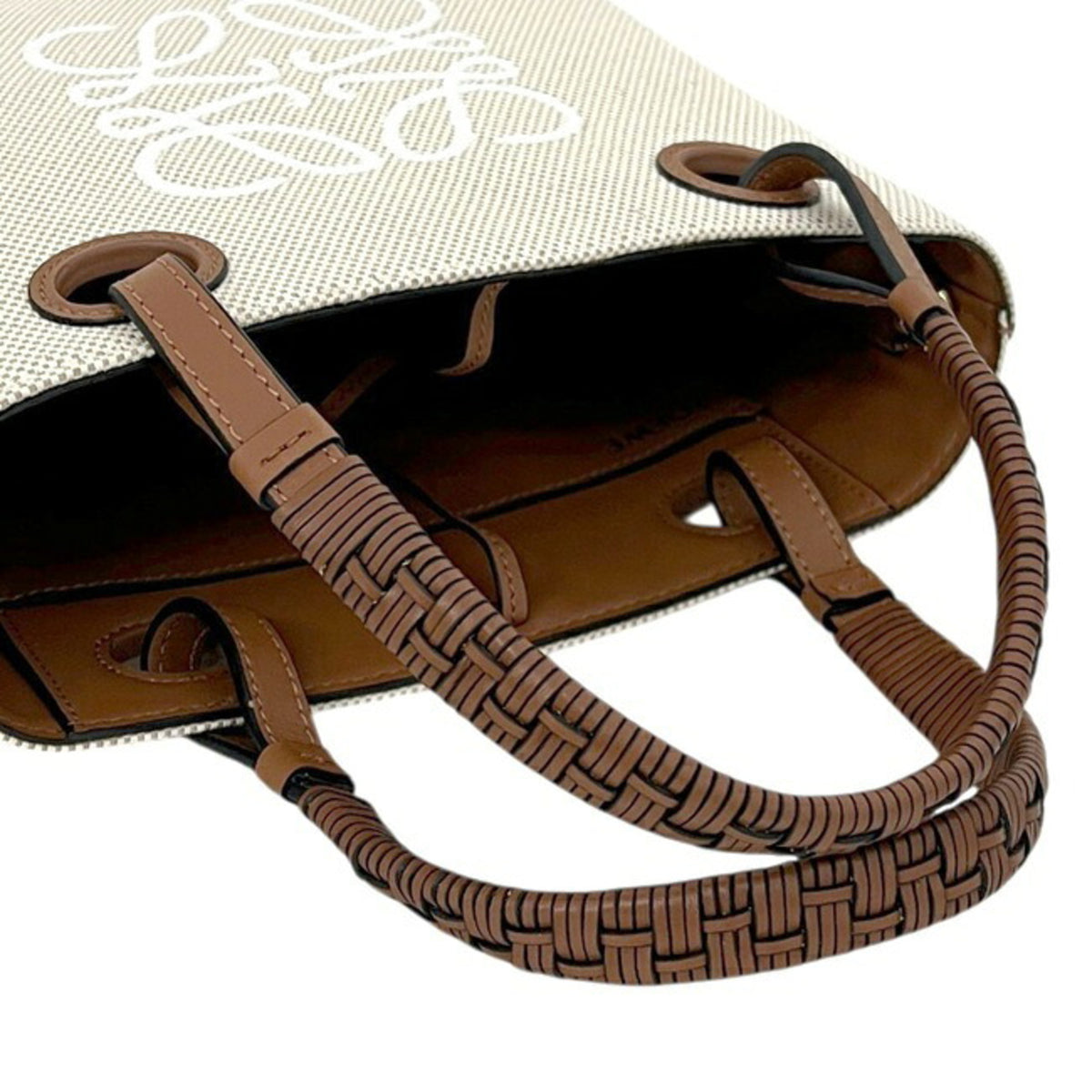 Loewe Beige Brown Canvas Leather Handbag Tote Bag (Pre-Owned)