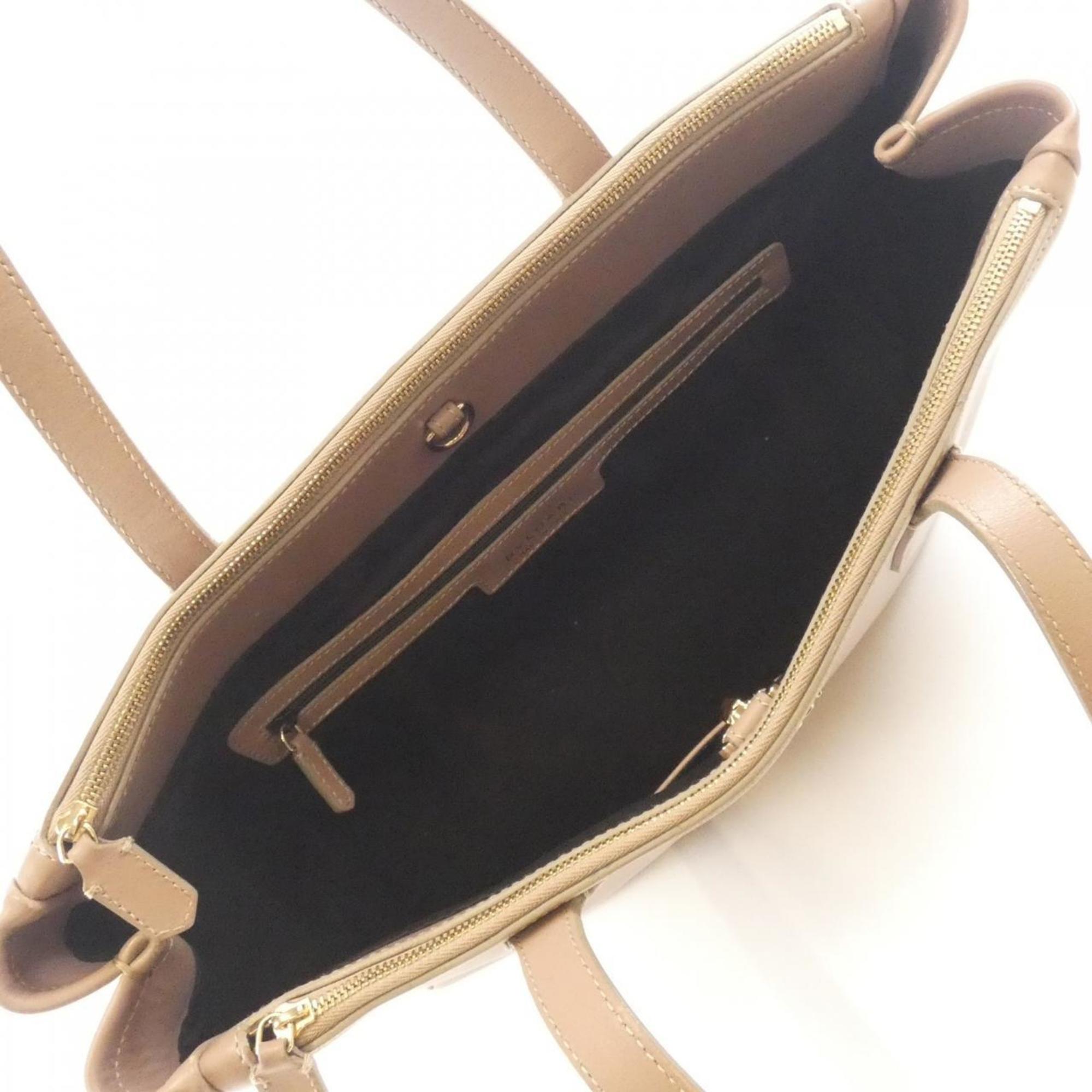 Bvlgari Beige Beige Brown Leather Handbag (Pre-Owned)