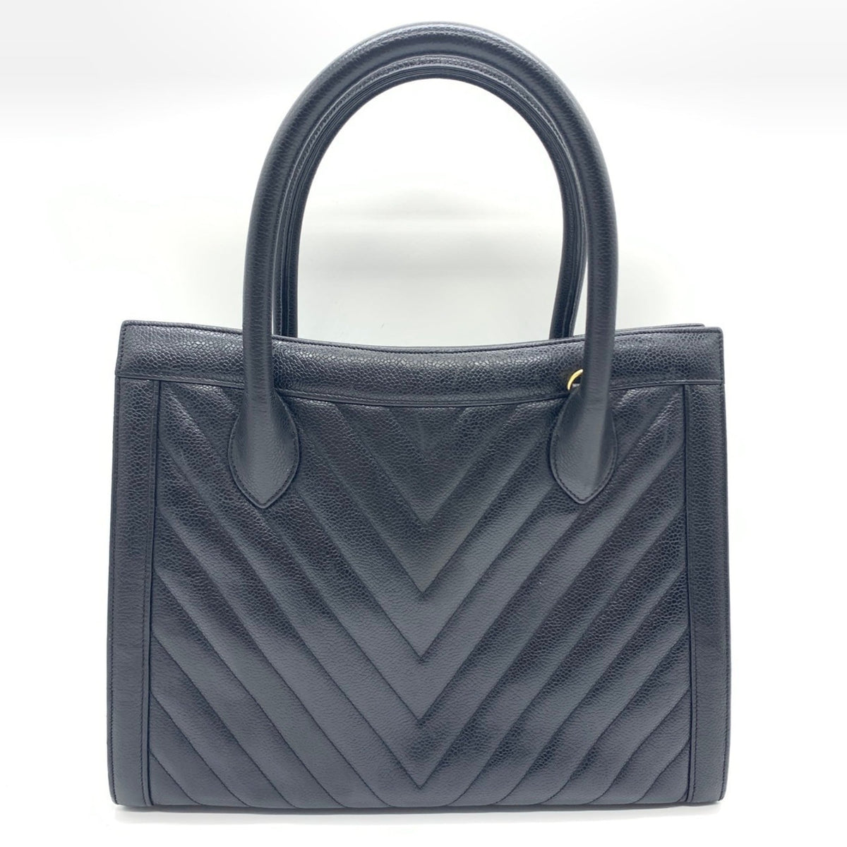 Chanel Black Grained Calfskin Handbag Tote Bag (Pre-Owned)