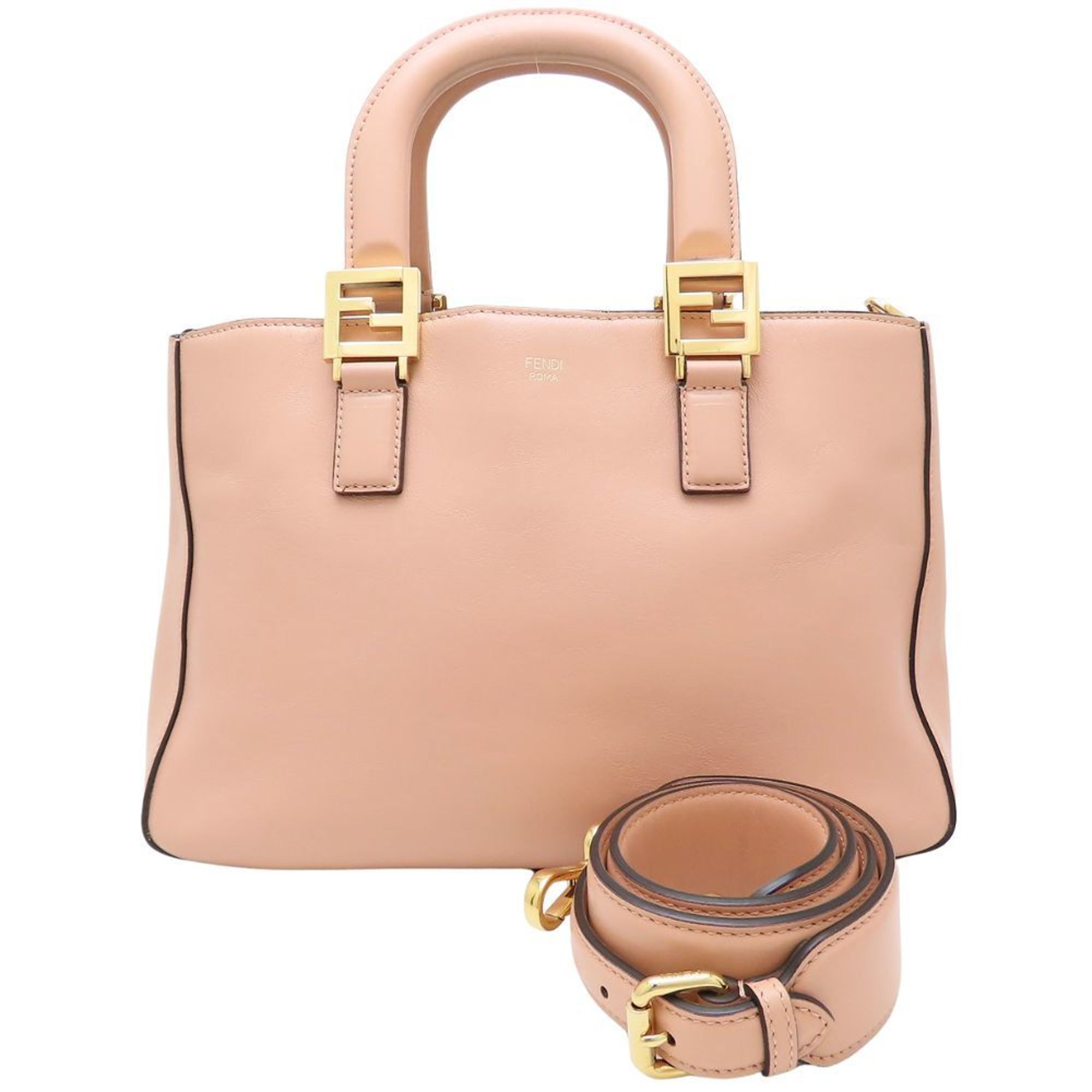 Fendi Pink Beige Leather Tote Bag (Pre-Owned)