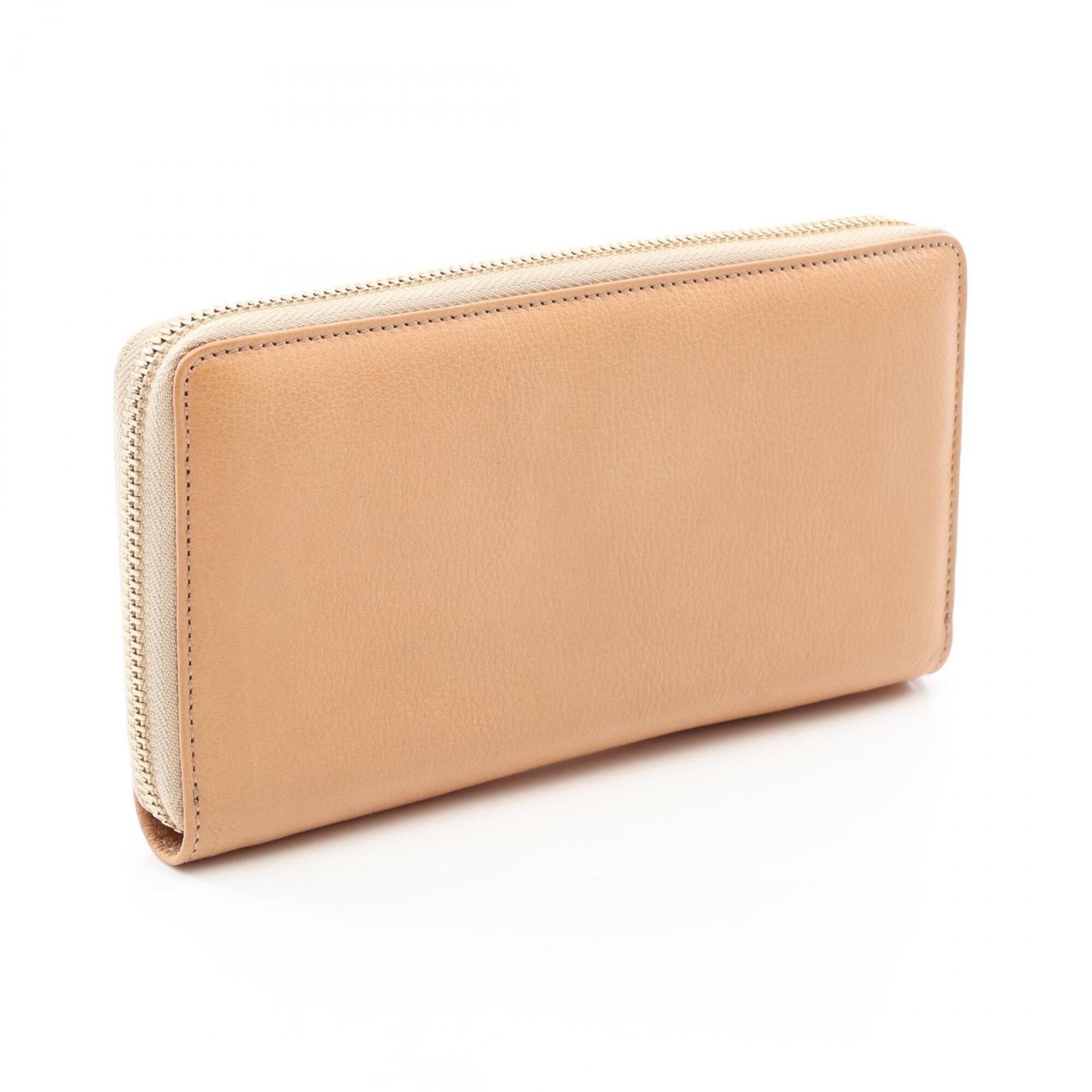 Gucci Beige Leather Long Wallet (Bi-Fold) (Pre-Owned)