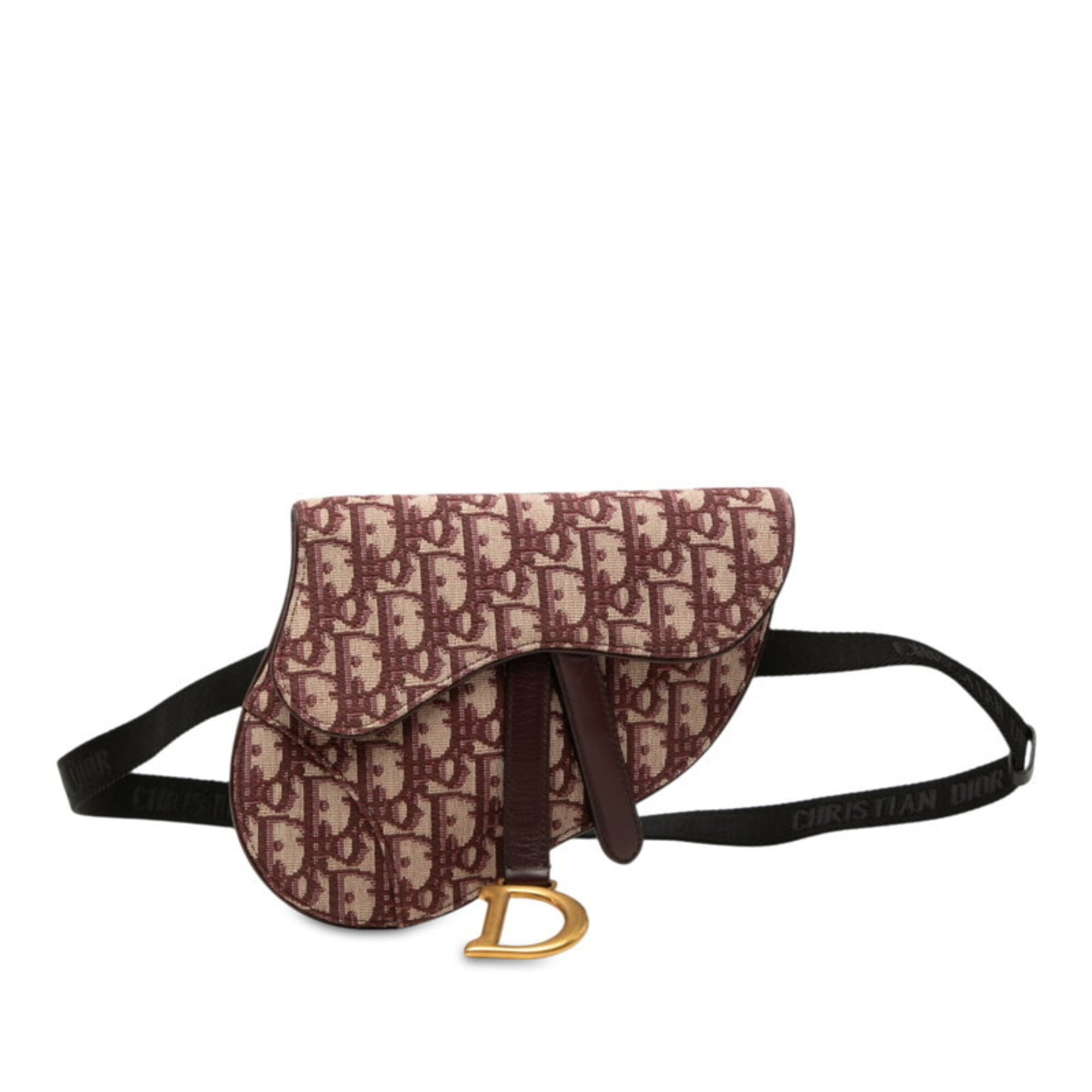 Christian Dior Beige Red Color Wine Canvas Leather Sling Bag (Pre-Owned)