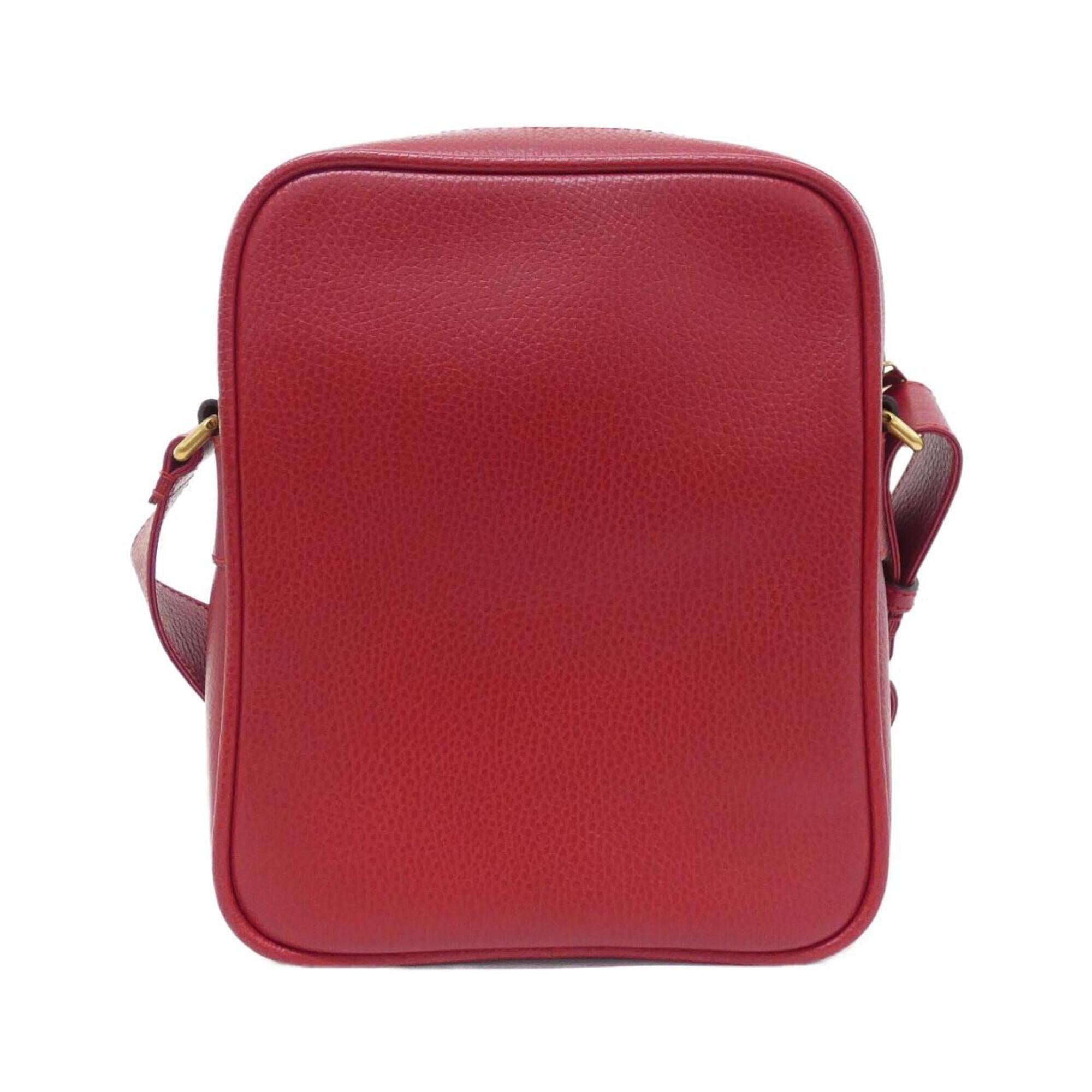 Gucci Red Color Leather Shoulder Bag (Pre-Owned)