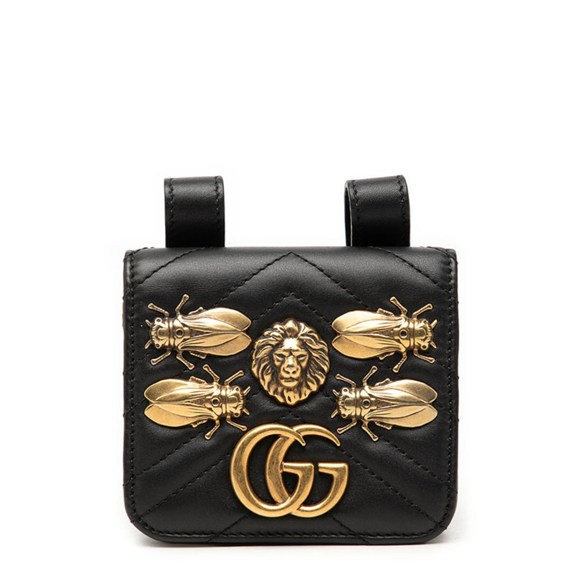 Gucci Black Gold Leather Fanny Pack (Pre-Owned)