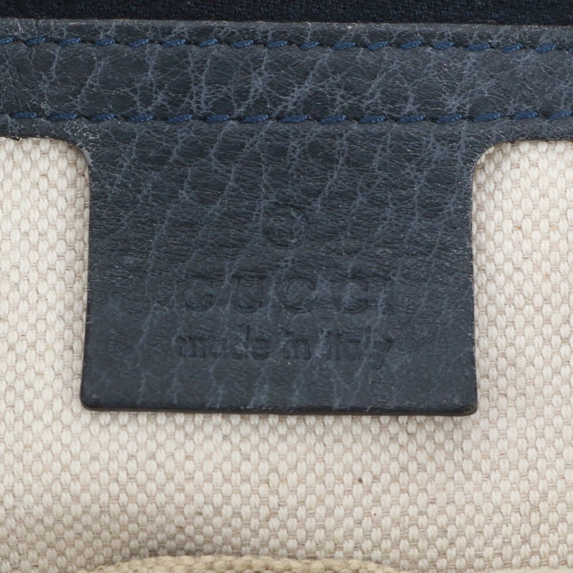 Gucci Diamante Beige Navy Leather Canvas Handbag Tote Bag (Pre-Owned)