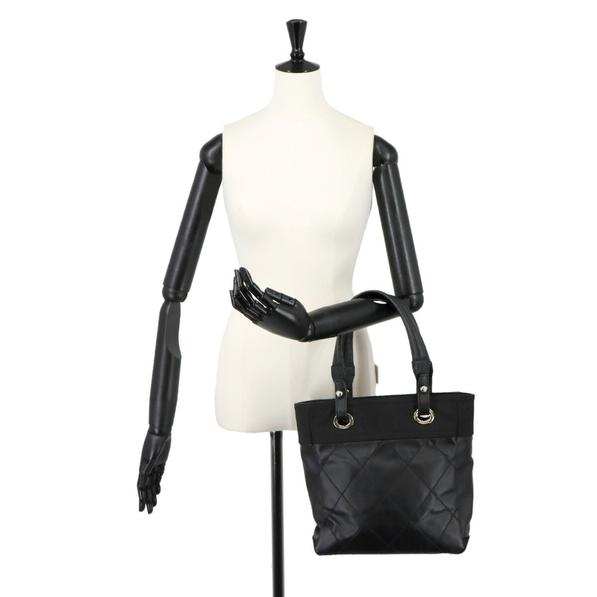 Chanel Black Nylon Pvc Leather Handbag Tote Bag (Pre-Owned)