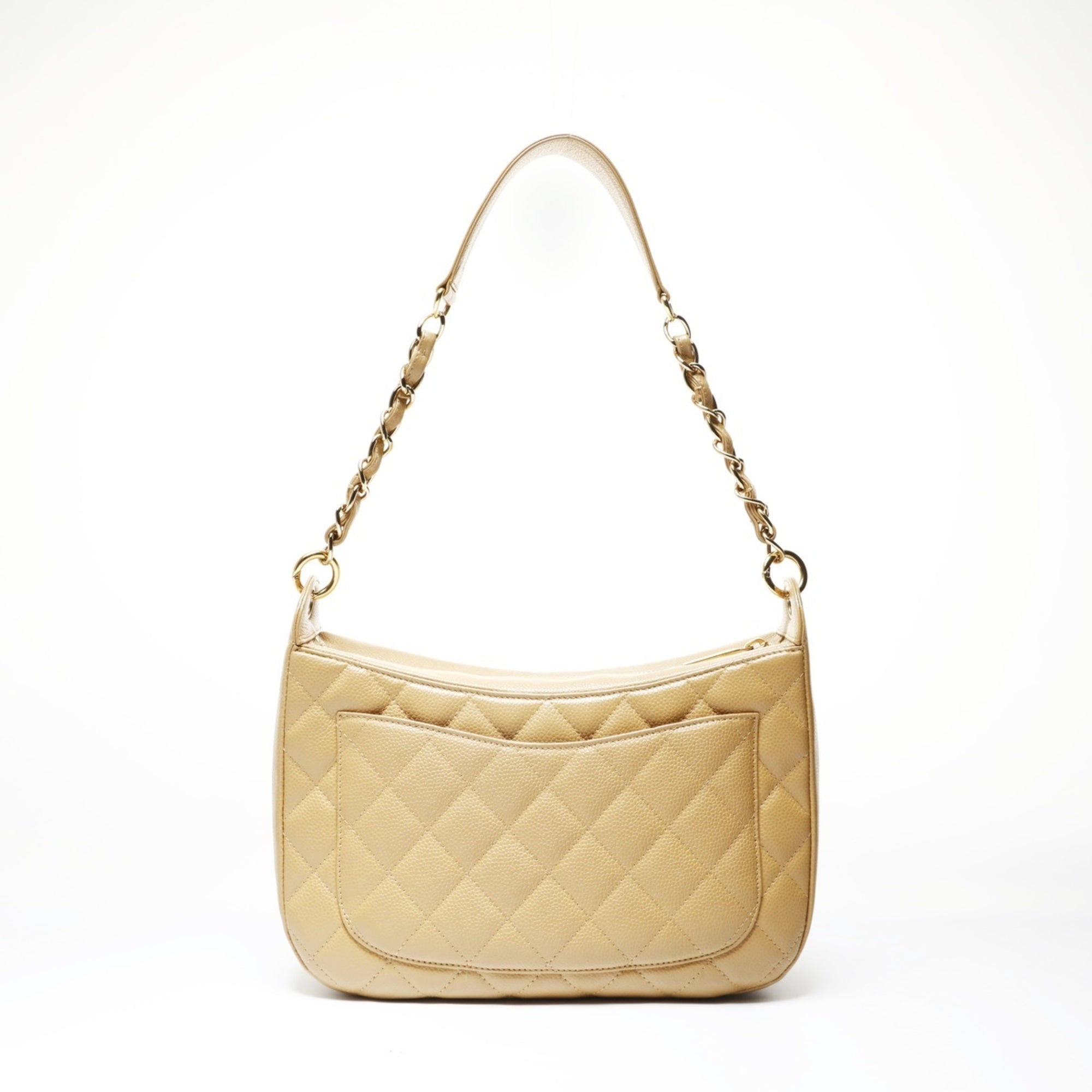 Chanel Beige Grained Calfskin Shoulder Bag (Pre-Owned)
