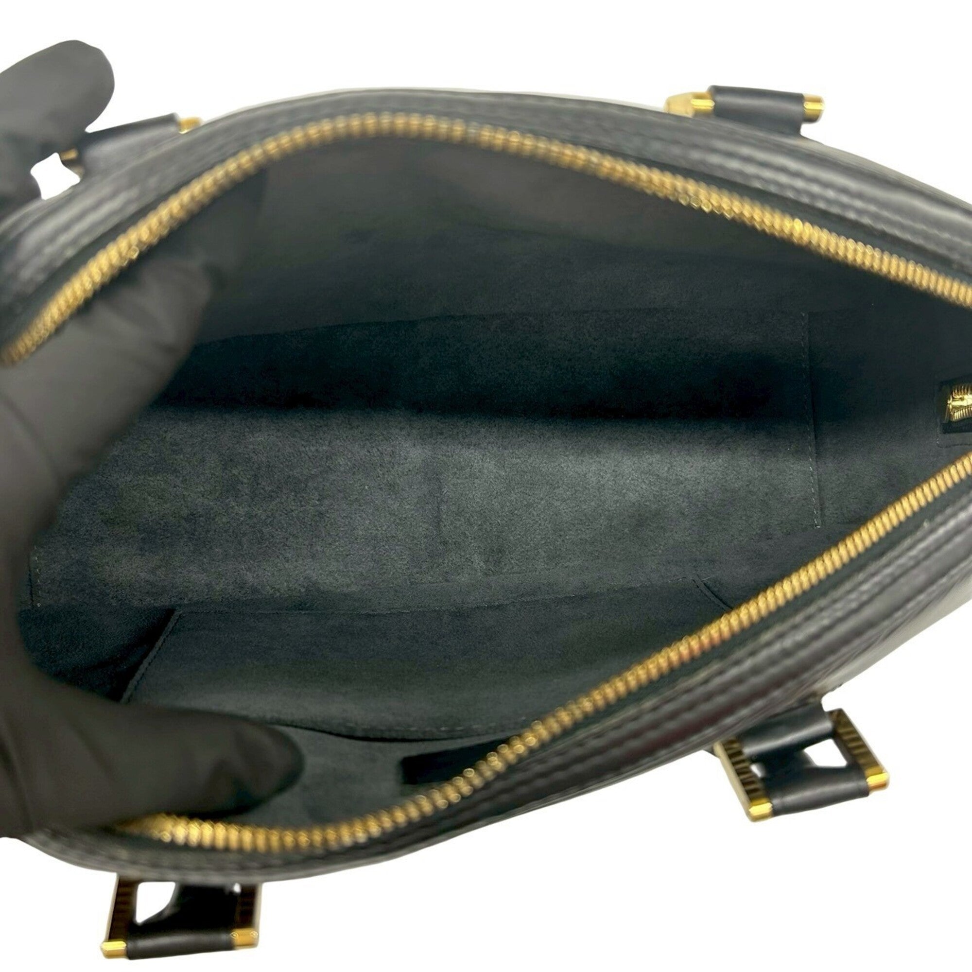 Louis Vuitton Black Leather Boston Bag Handbag (Pre-Owned)