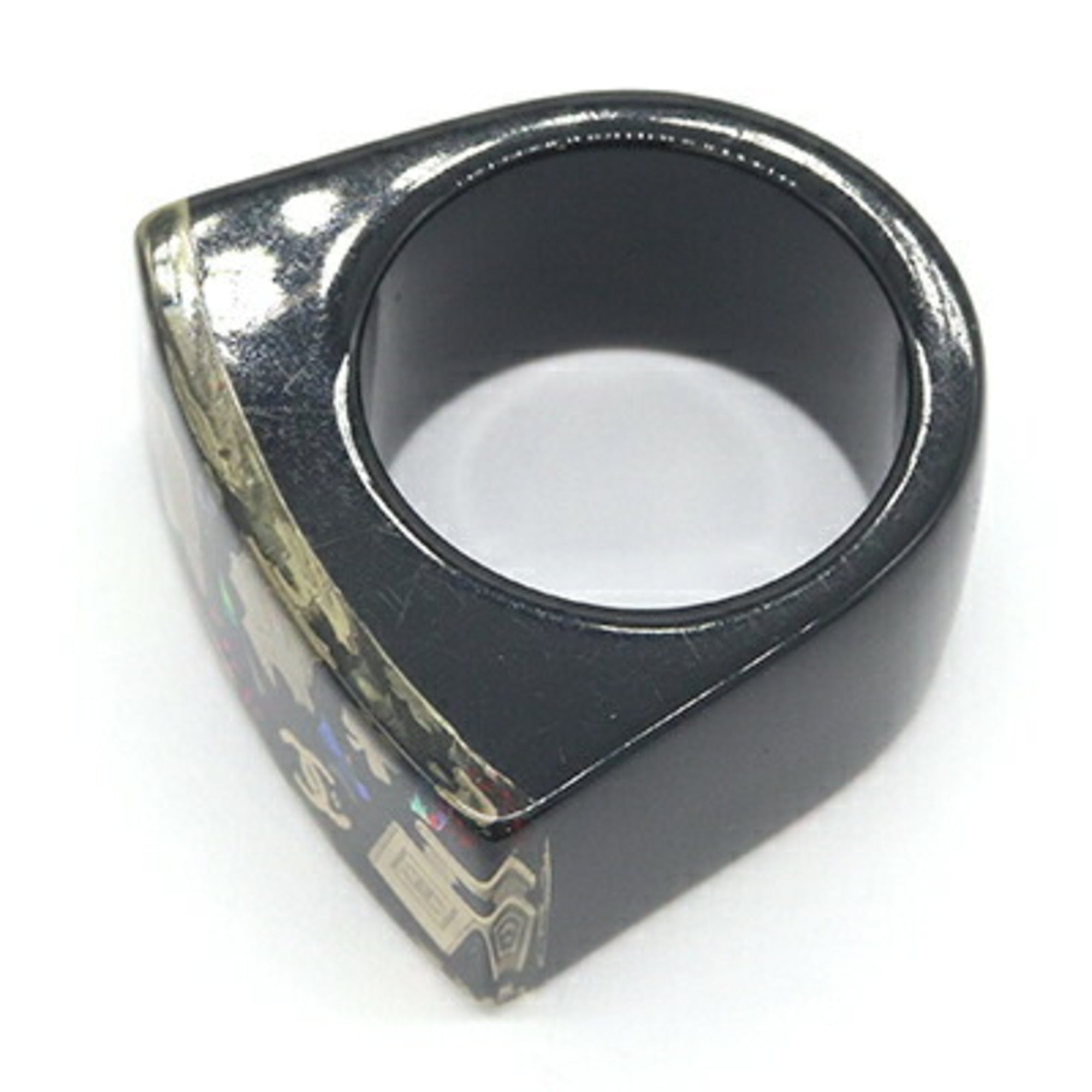 Chanel Black Resin Band Ring (Pre-Owned)