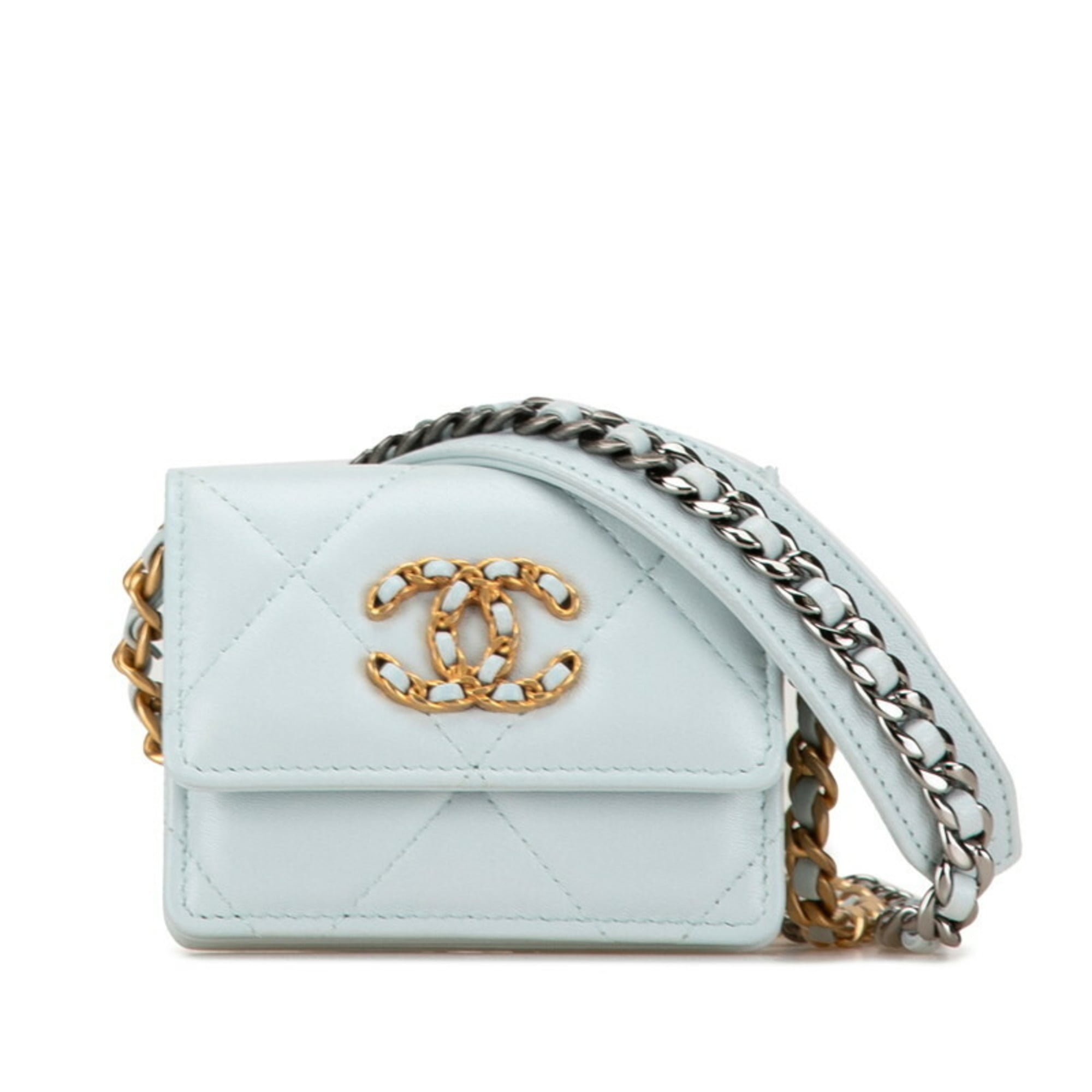 Chanel Light Blue Leather Shoulder Bag (Pre-Owned)