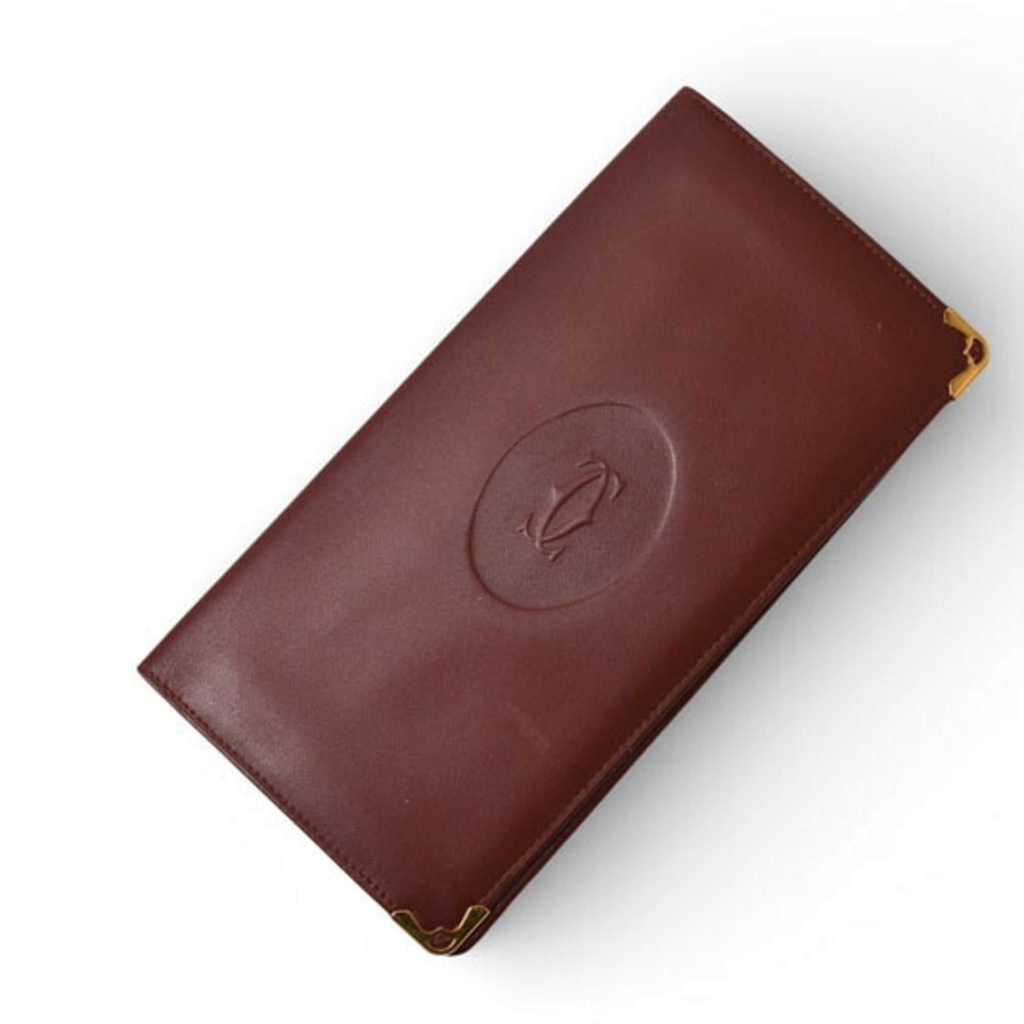 Cartier Must Bordeaux Leather Long Wallet (Bi-Fold) (Pre-Owned)