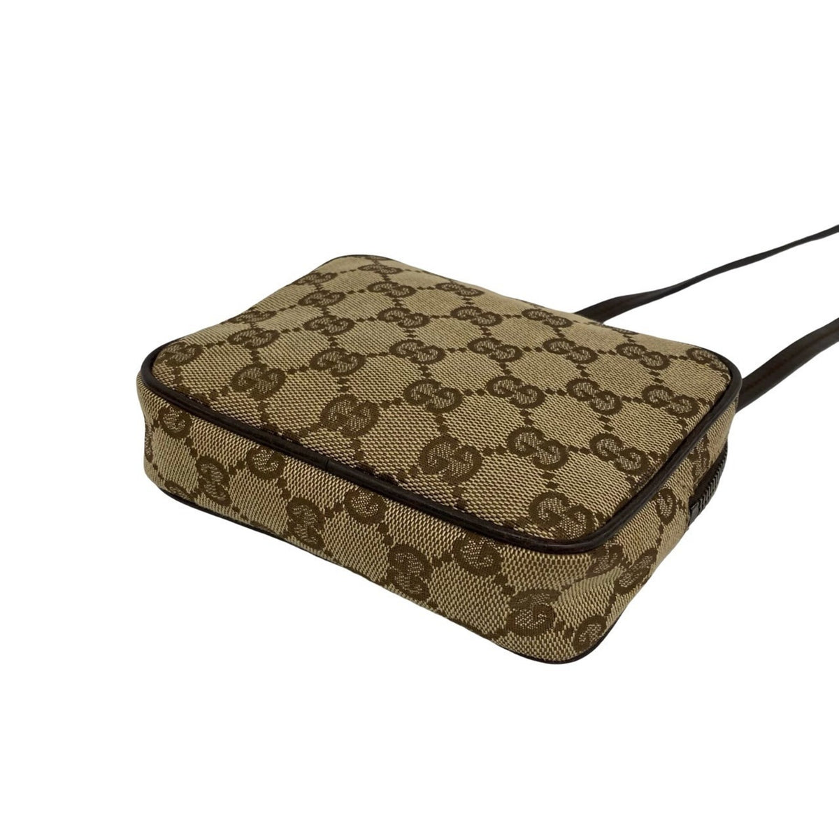 Gucci Brown Canvas Leather Pochette Shoulder Bag (Pre-Owned)