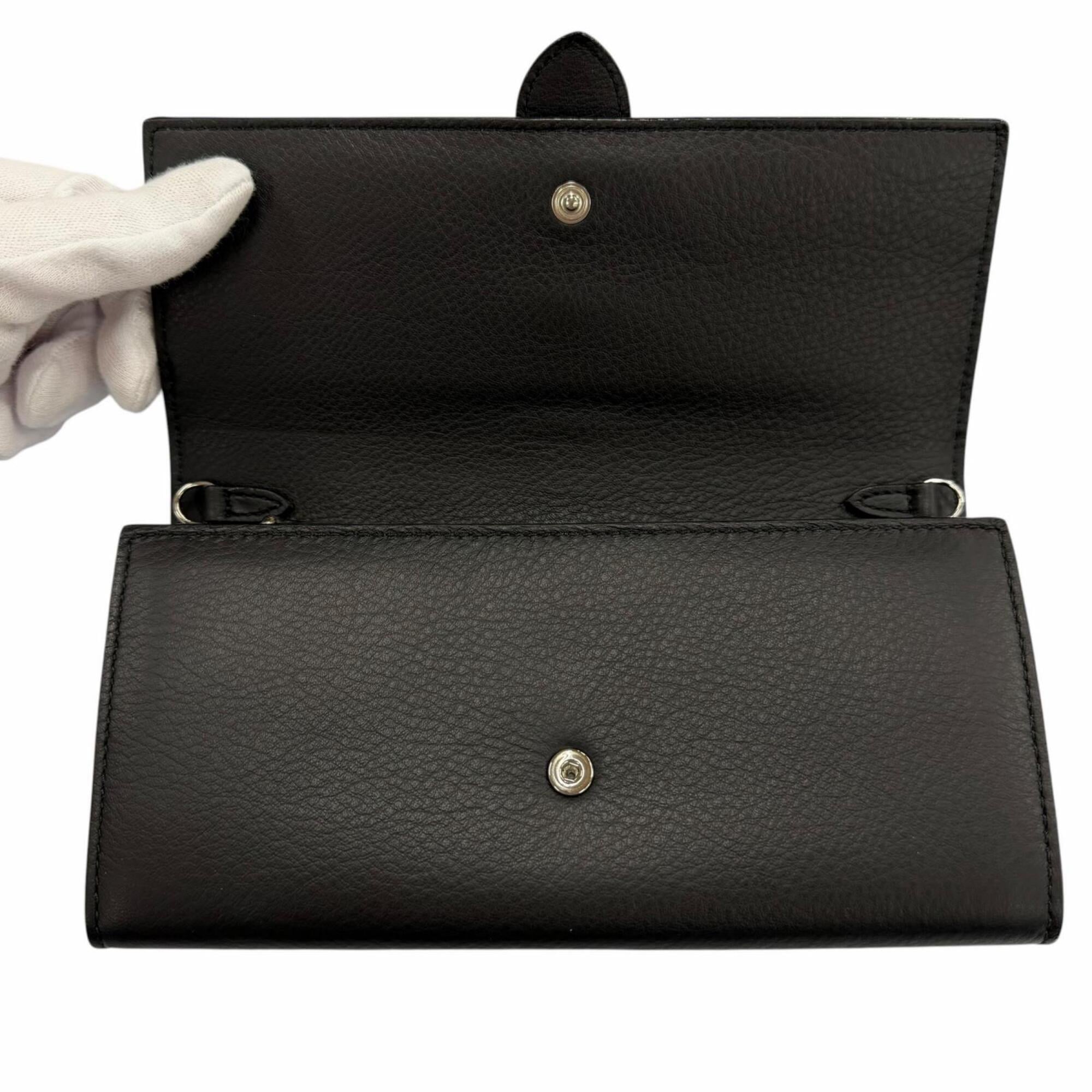 Jimmy Choo Black Leather Chain/Shoulder Wallet (Pre-Owned)