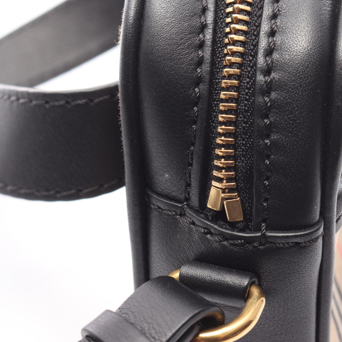 Burberry Beige Black Canvas Leather Fanny Pack Handbag (Pre-Owned)