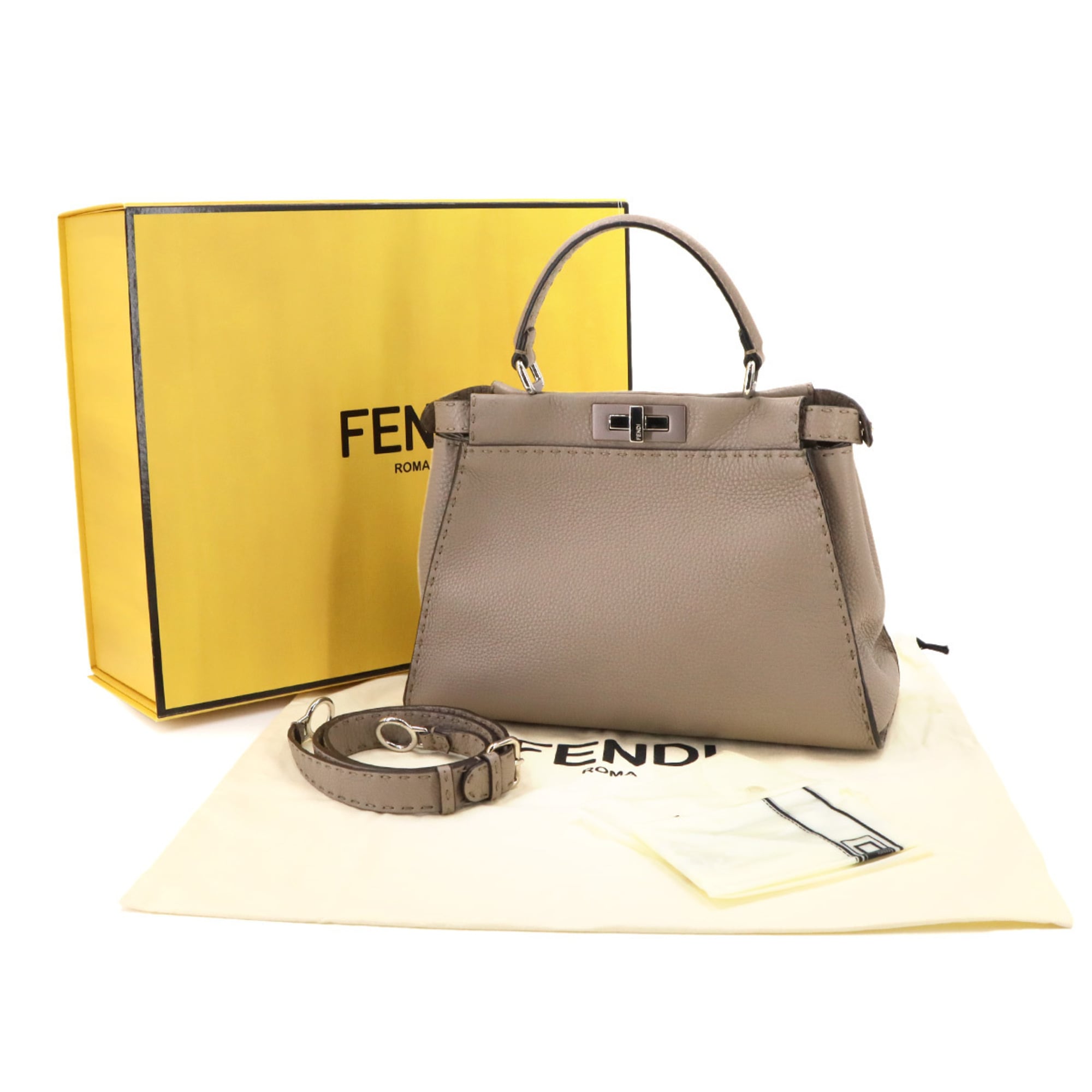 Fendi Selleria Beige Leather Handbag (Pre-Owned)