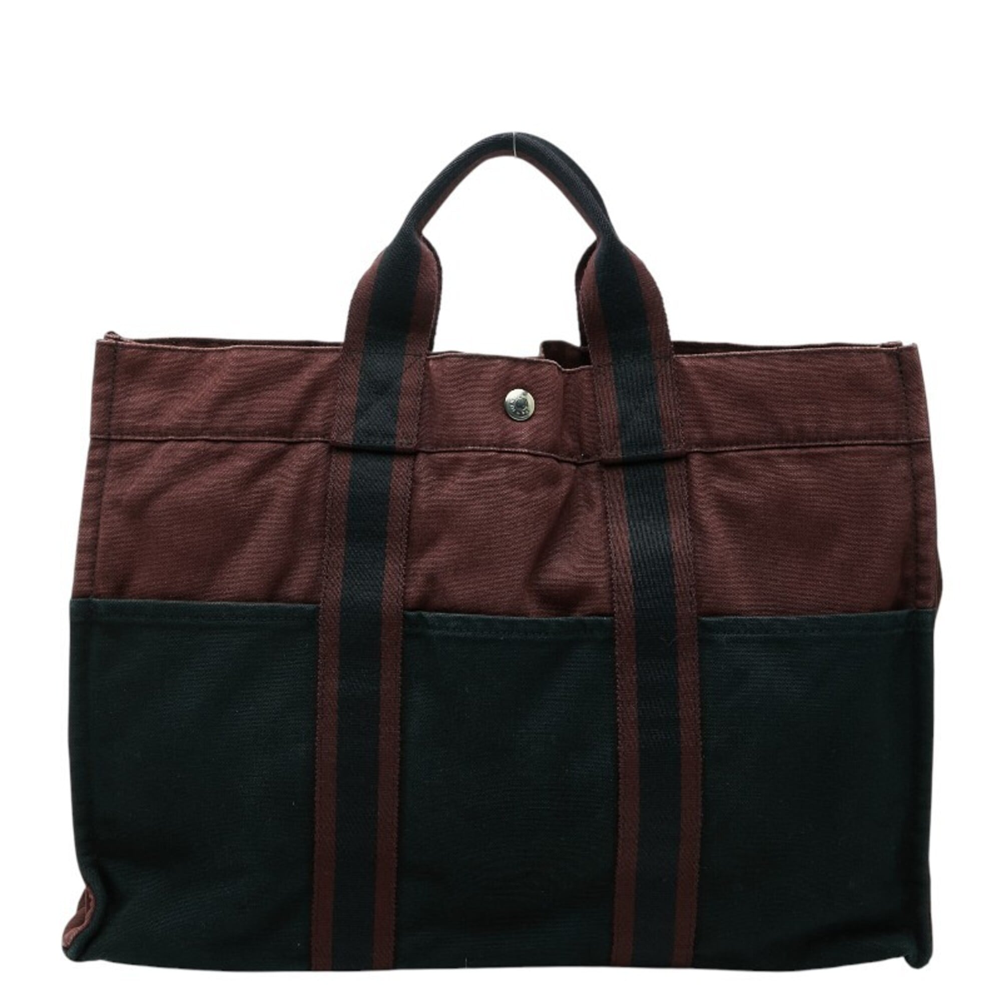 Hermes Black Canvas Handbag Tote Bag (Pre-Owned)