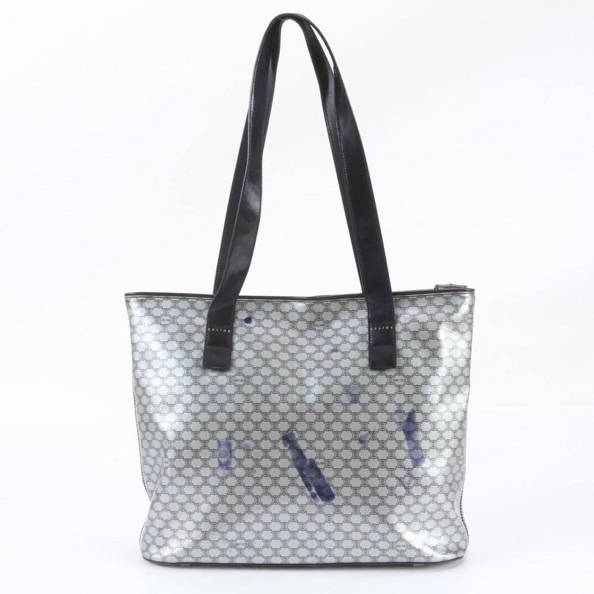 Celine Black Silver Leather Shoulder Bag Tote Bag (Pre-Owned)