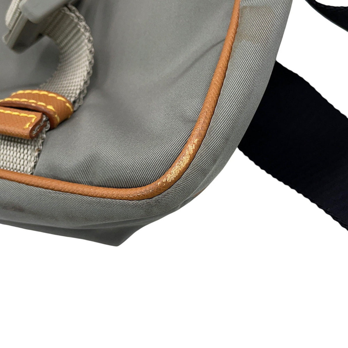 Prada Black Gray Brown Nylon Leather Handbag Shoulder Bag (Pre-Owned)