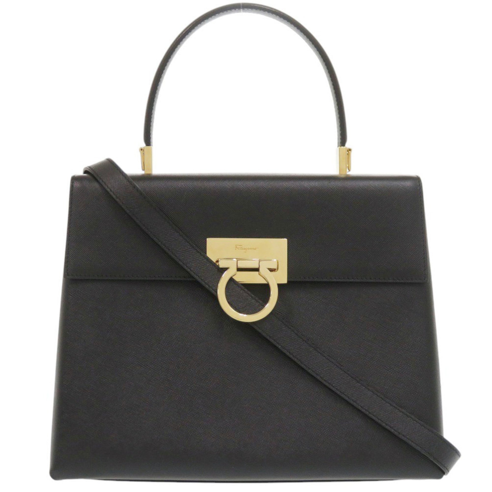 Salvatore Ferragamo Black Leather Handbag (Pre-Owned)