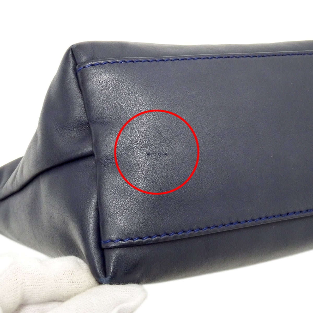Longchamp Navy Leather Handbag Shoulder Bag (Pre-Owned)