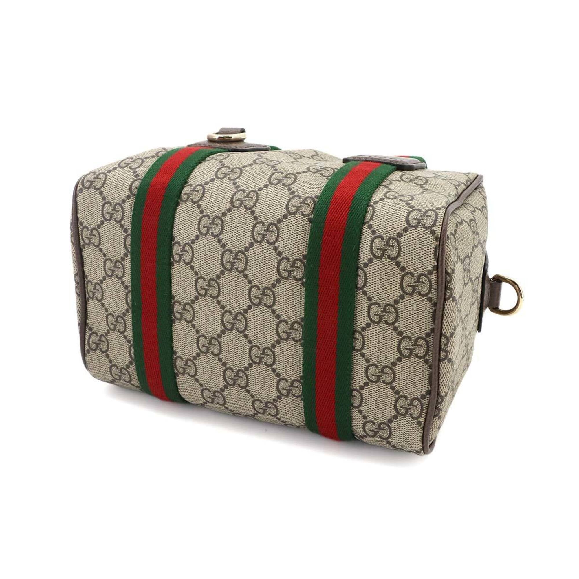Gucci Beige Brown Gg Supreme Leather Handbag (Pre-Owned)