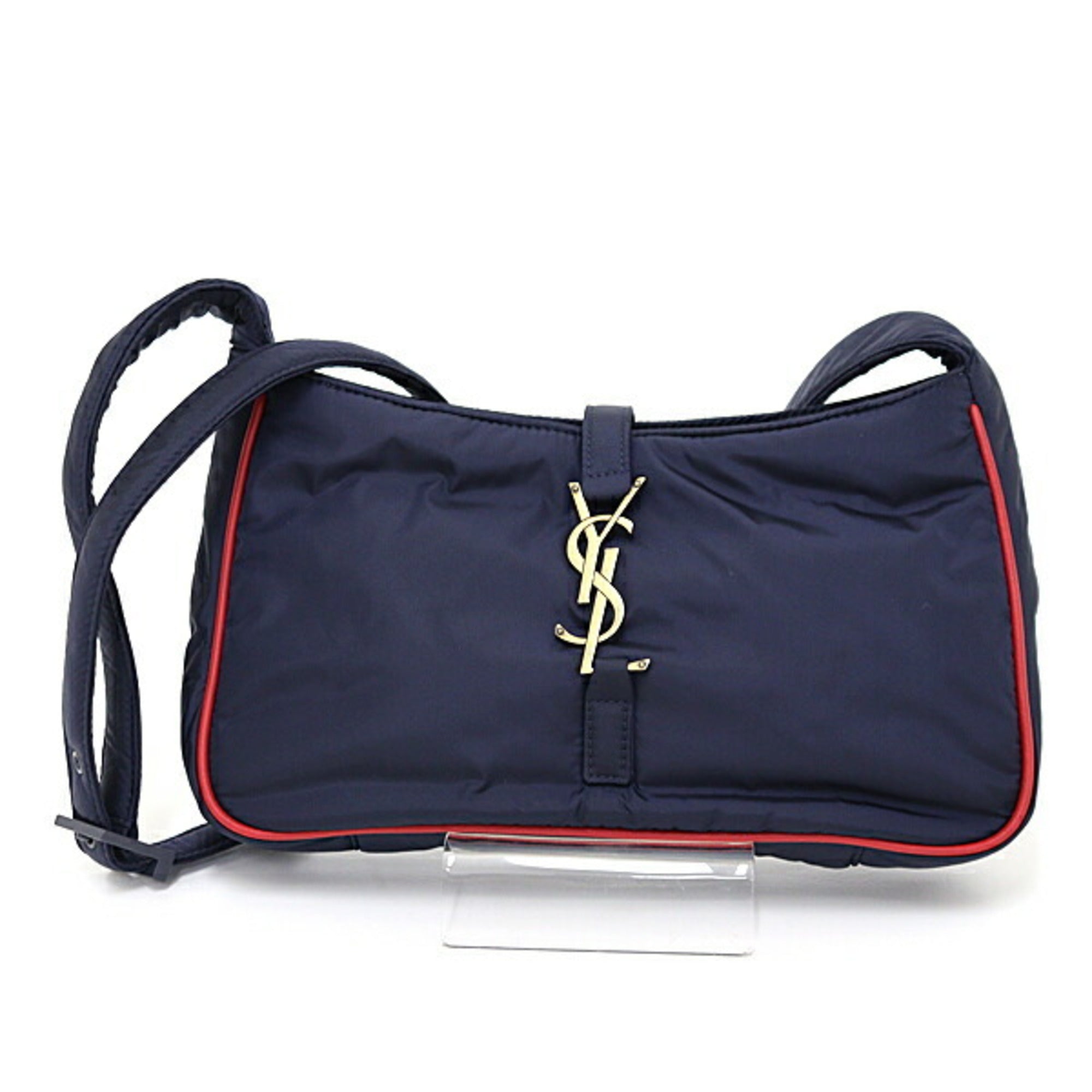 Saint Laurent Navy Red Color Leather Shoulder Bag (Pre-Owned)