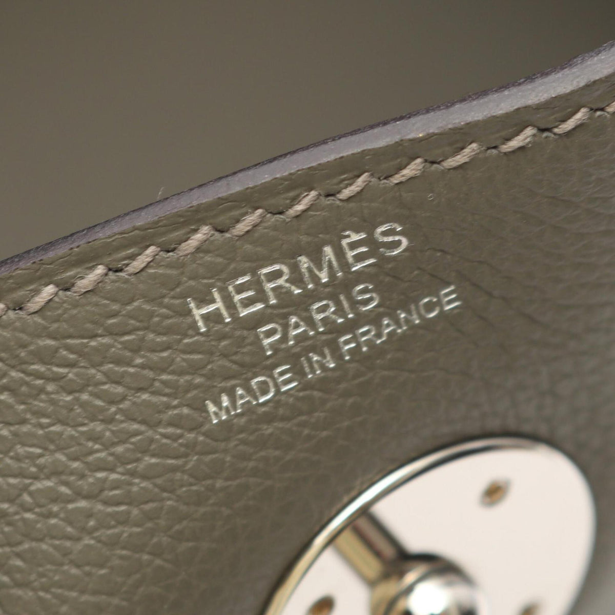Hermes Gray Leather Handbag Shoulder Bag (Pre-Owned)