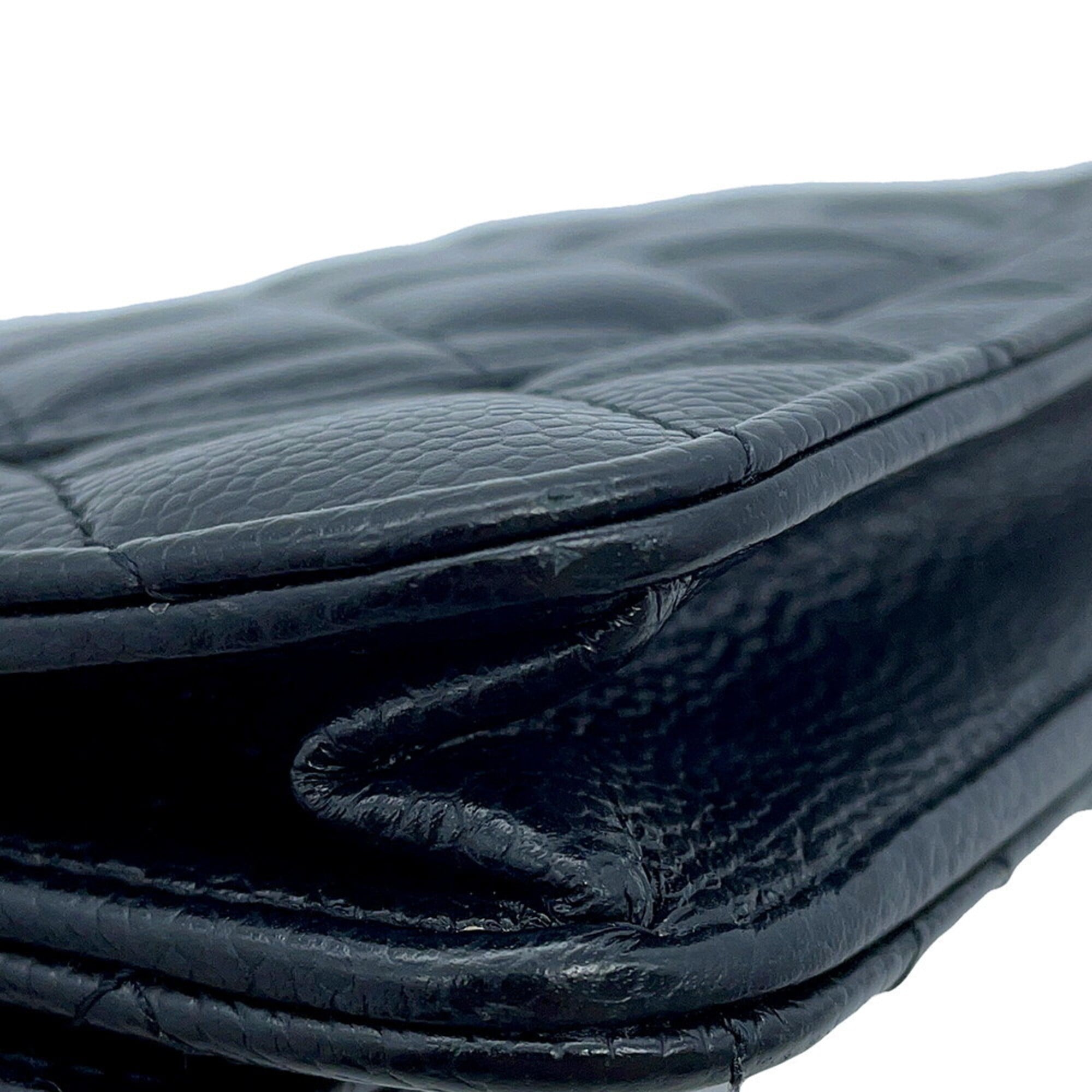 Chanel Black Grained Calfskin Chain/Shoulder Wallet (Pre-Owned)