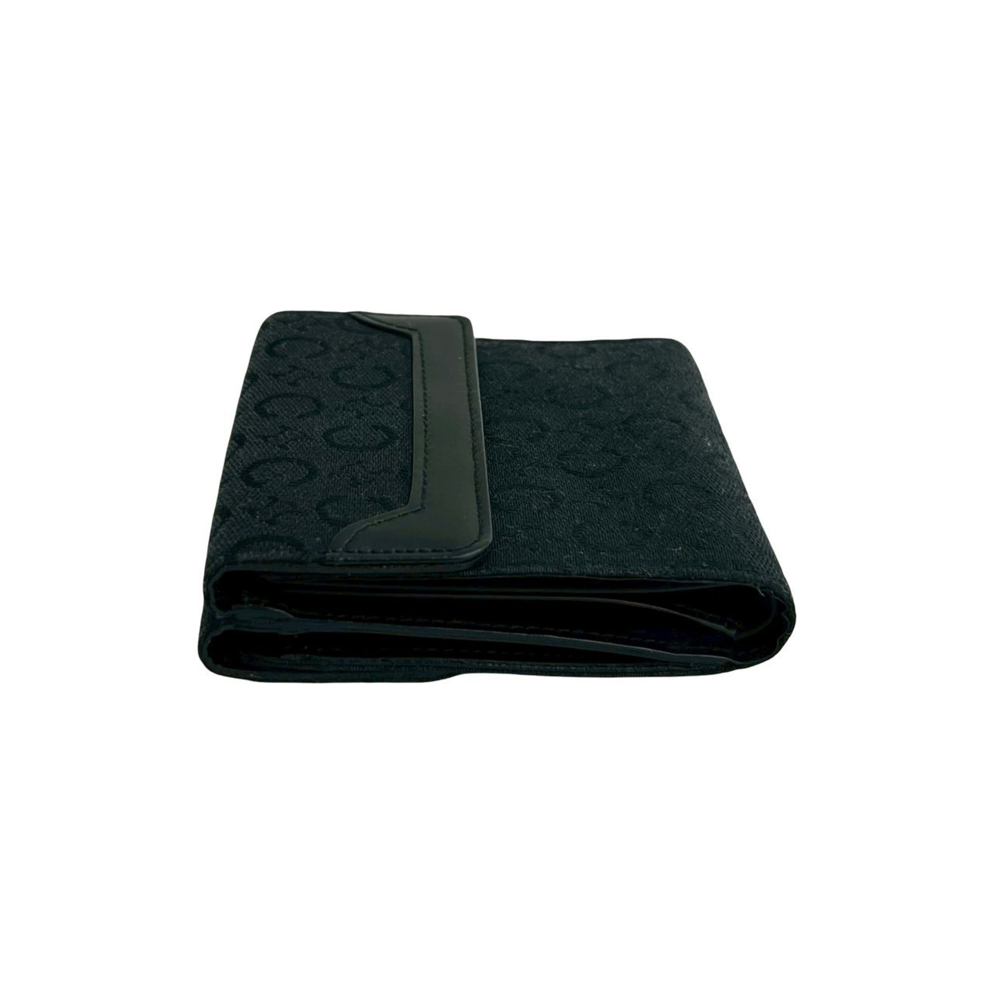 Celine Black Canvas Leather Wallet (Tri-Fold) (Pre-Owned)