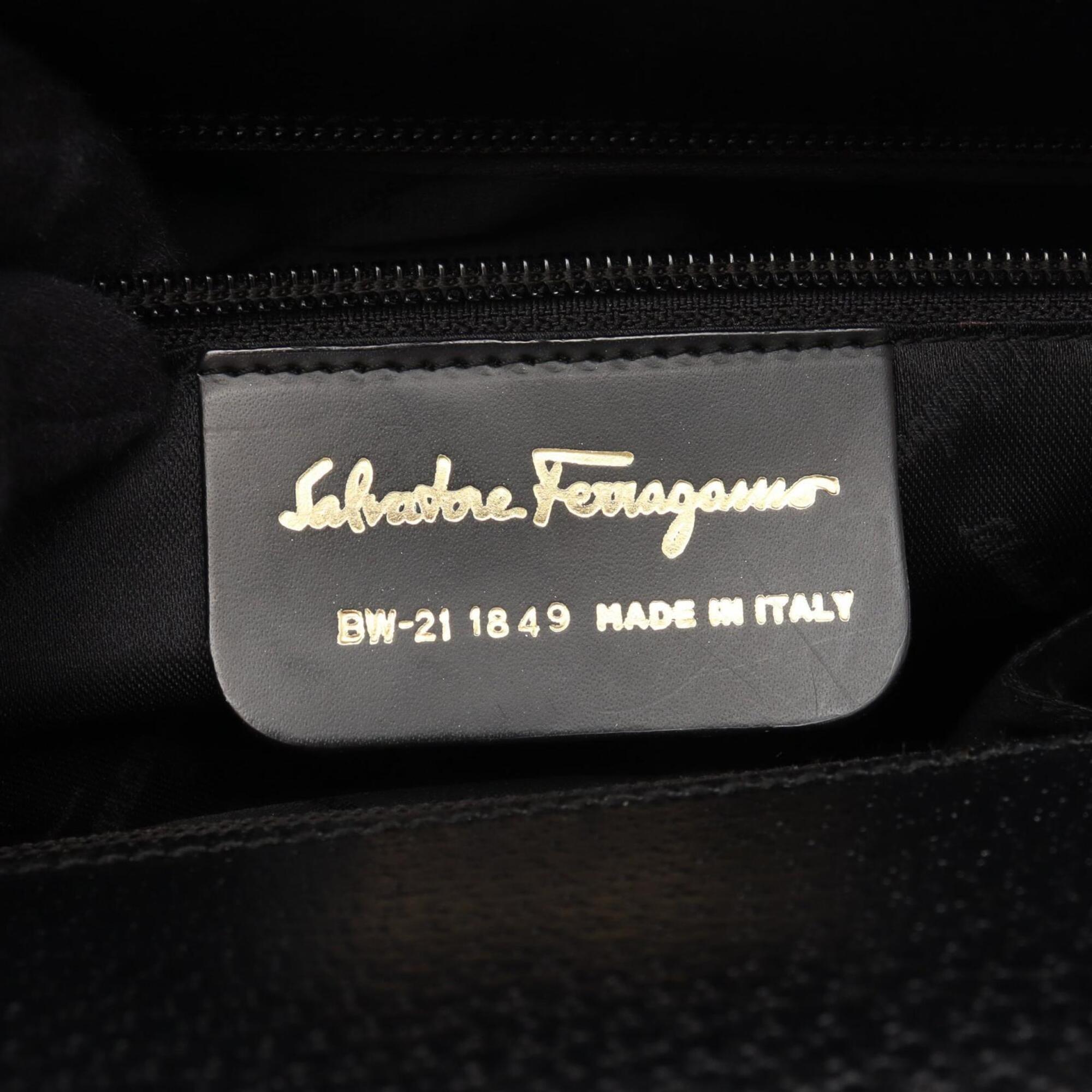 Salvatore Ferragamo Black Canvas Leather Handbag (Pre-Owned)