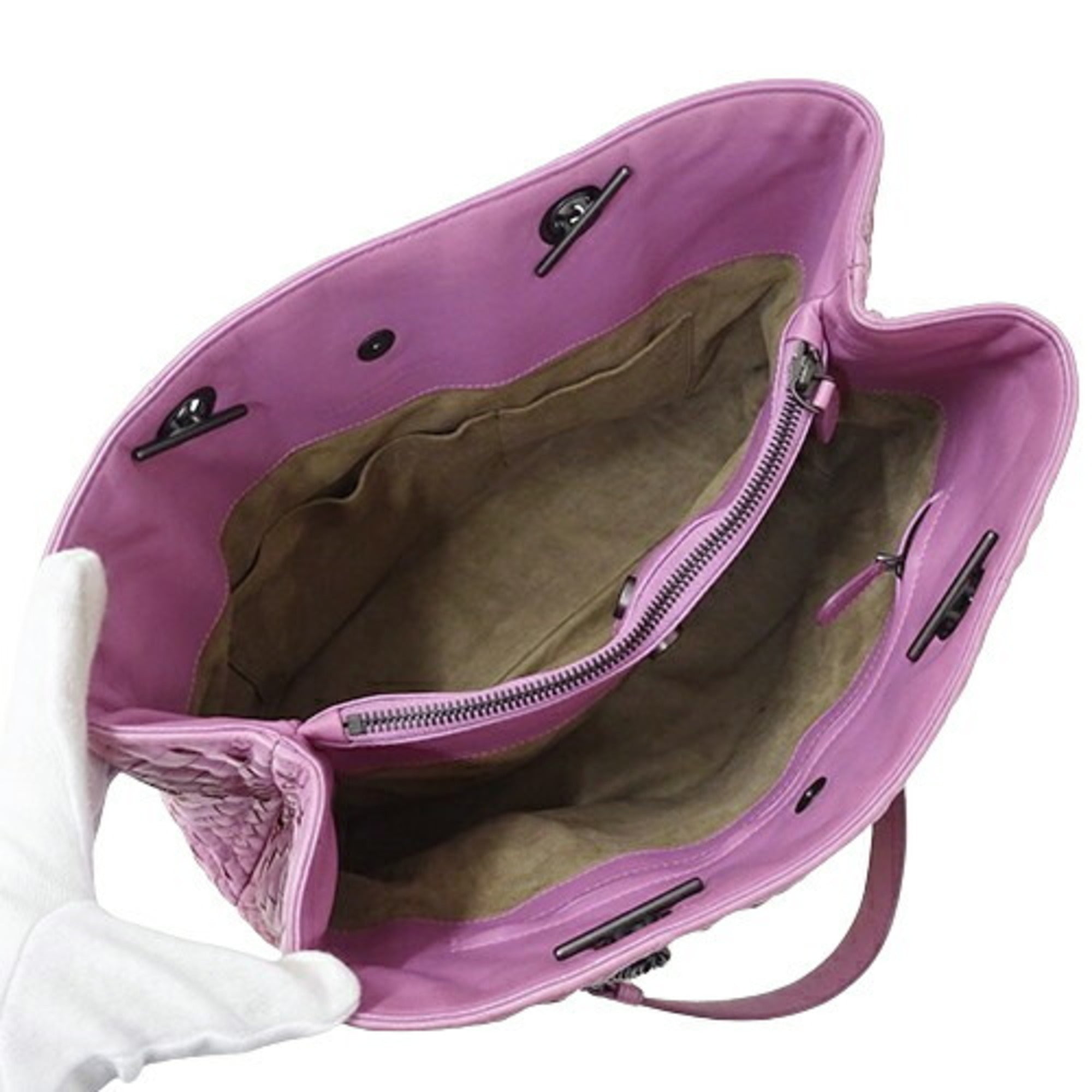 Bottega Veneta Pink Purple Leather Tote Bag (Pre-Owned)