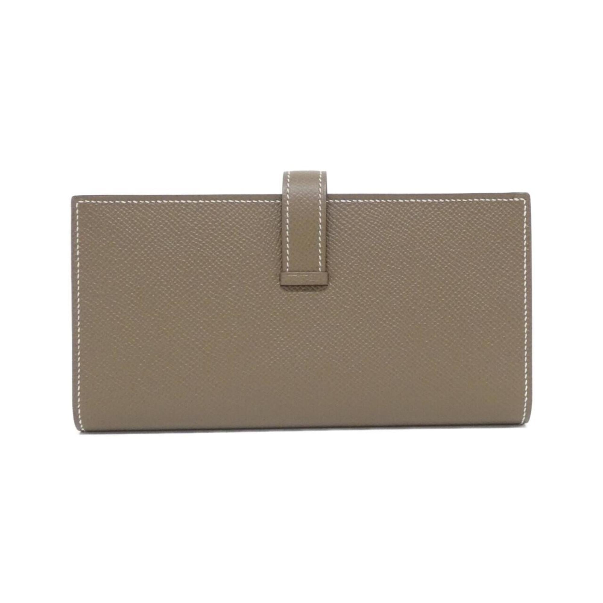 Hermes Bearn Etoupe Gray Epsom Leather Long Wallet (Bi-Fold) (Pre-Owned)
