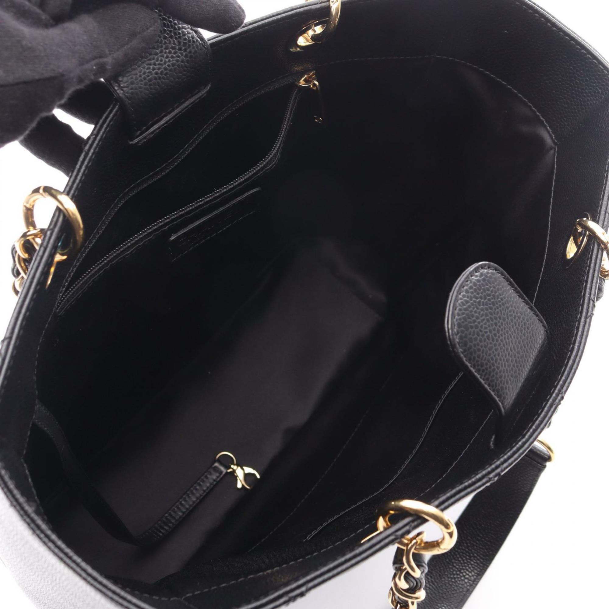 Chanel Black Grained Calfskin Tote Bag (Pre-Owned)