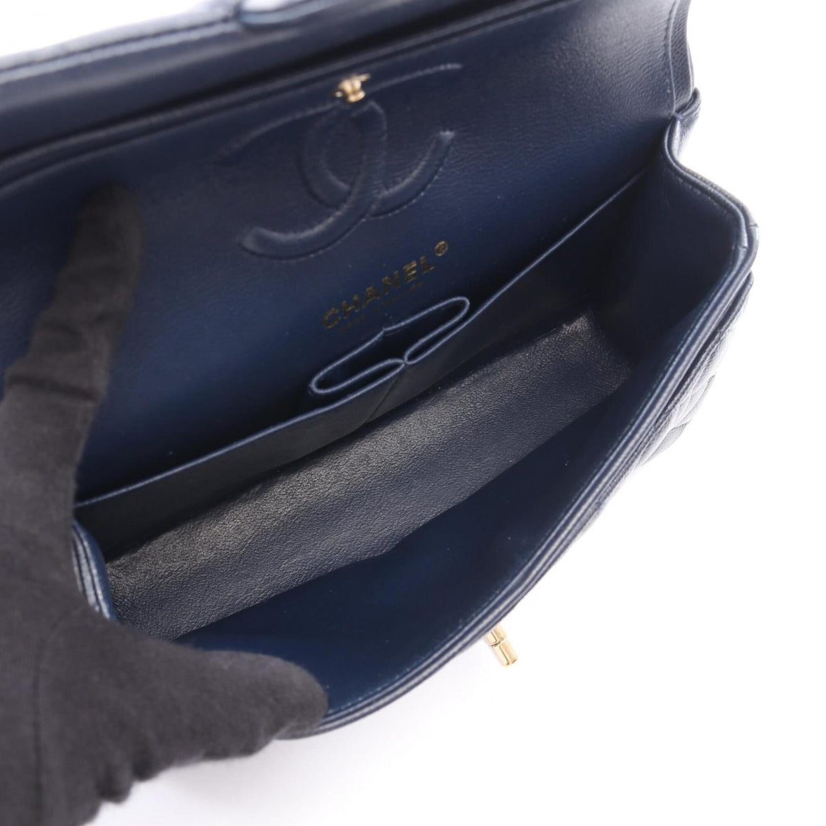 Chanel Navy Grained Calfskin Handbag Shoulder Bag (Pre-Owned)