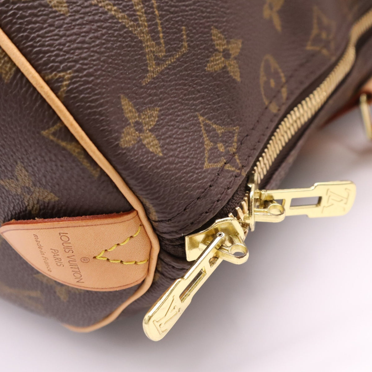 Louis Vuitton Monogram Beige Brown Coated Canvas Leather Boston Bag (Pre-Owned)