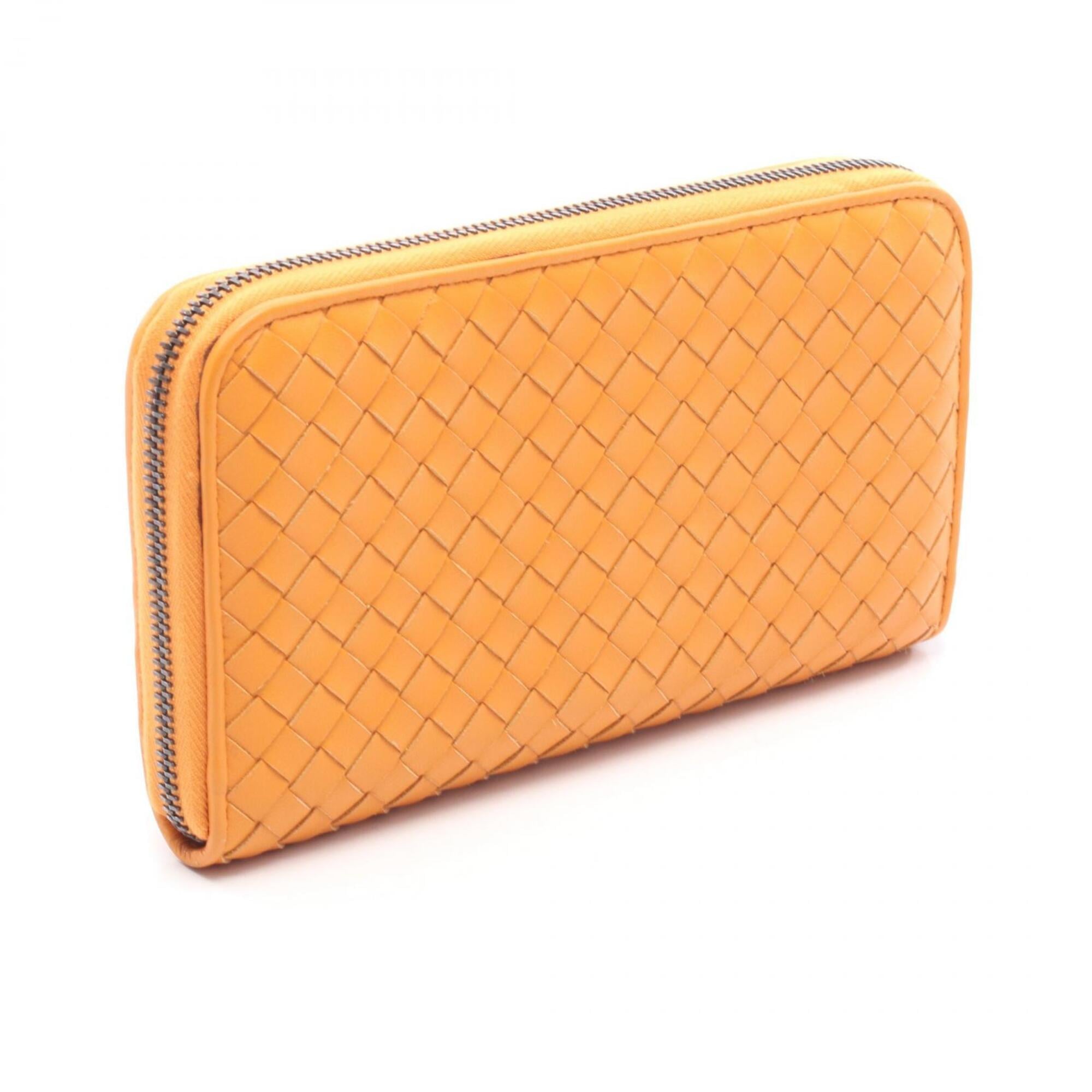 Bottega Veneta Orange Leather Long Wallet (Bi-Fold) (Pre-Owned)