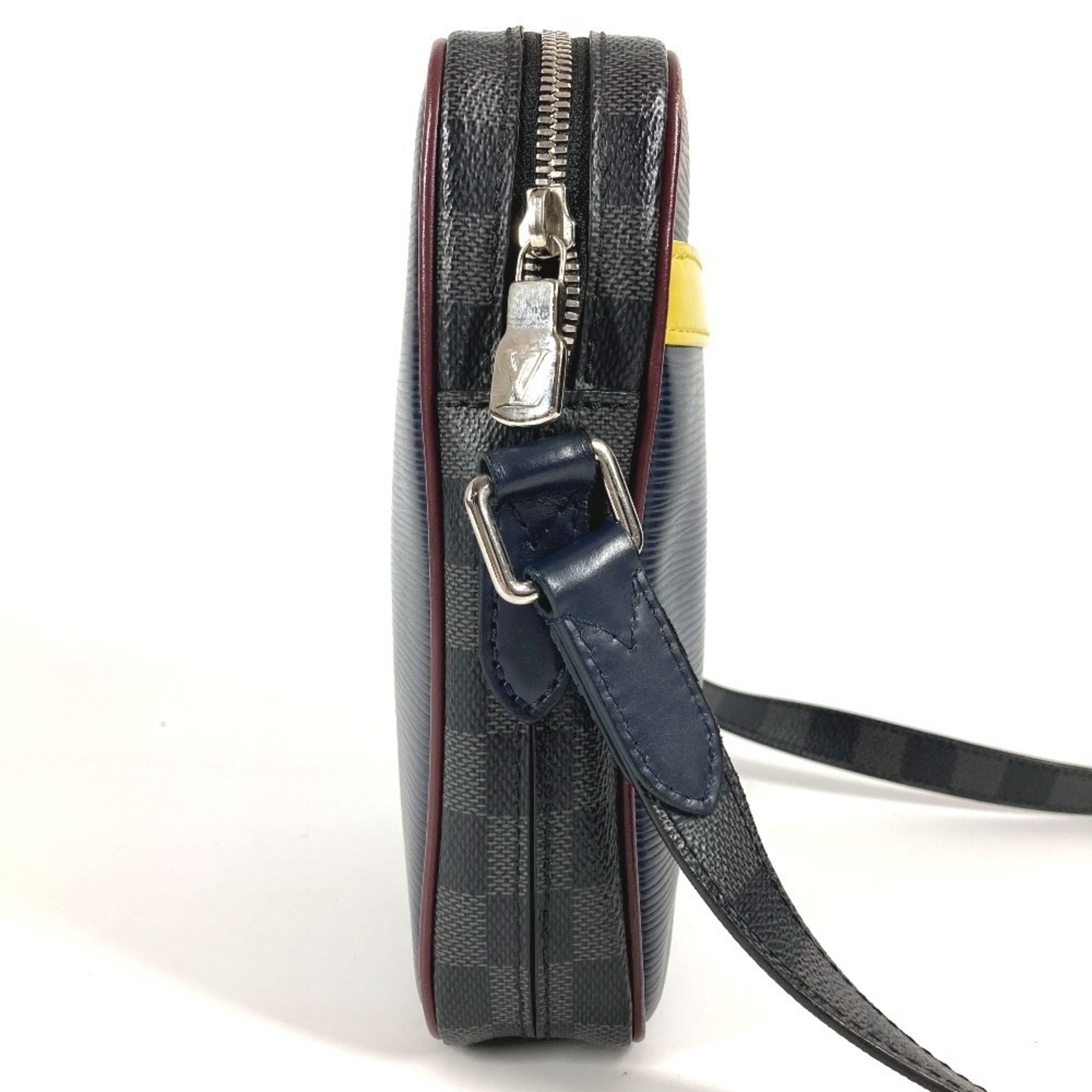 Louis Vuitton Galle Navy Yellow Damier Graphite Epi Leather Pochette Shoulder Bag (Pre-Owned)
