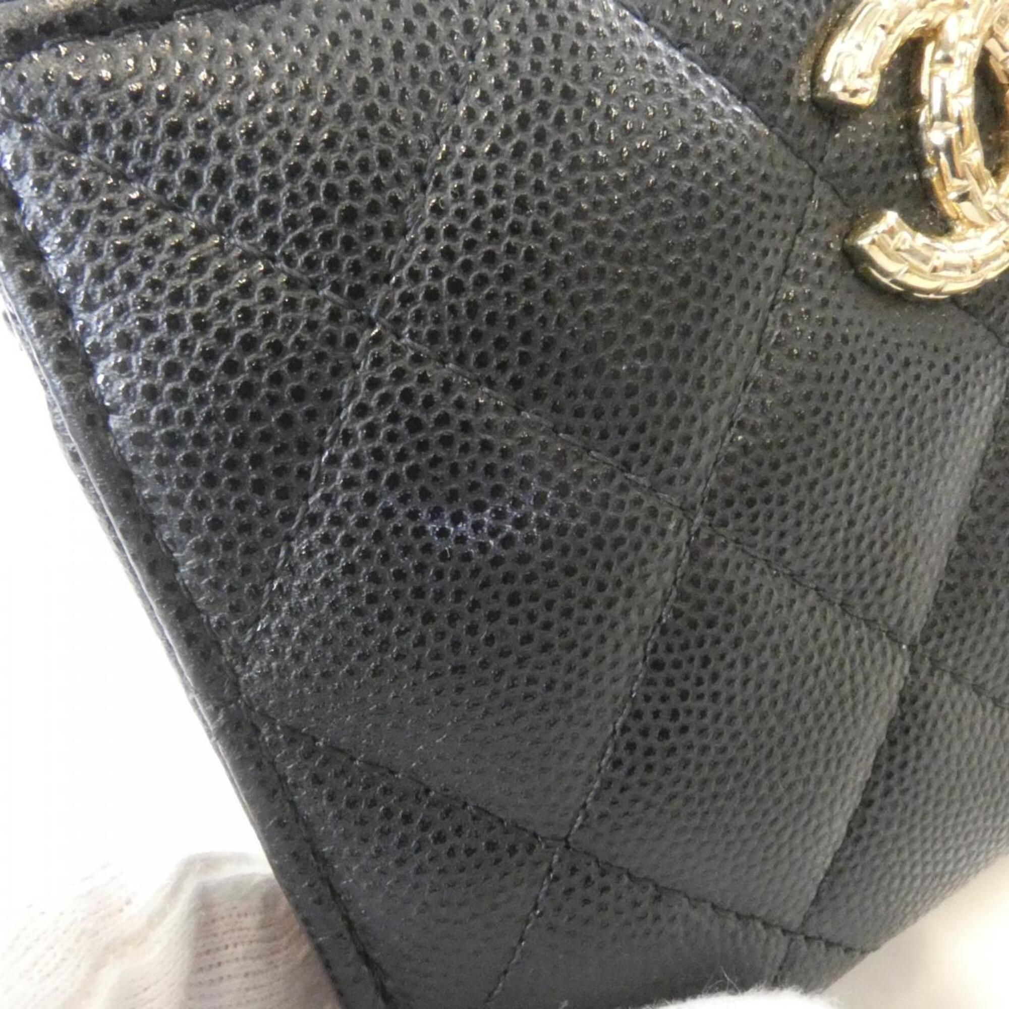Chanel Black Grained Calfskin Coin Purse/Coin Case (Pre-Owned)